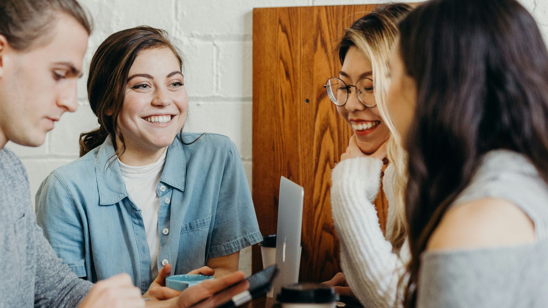 A group of friends at a coffee shop
