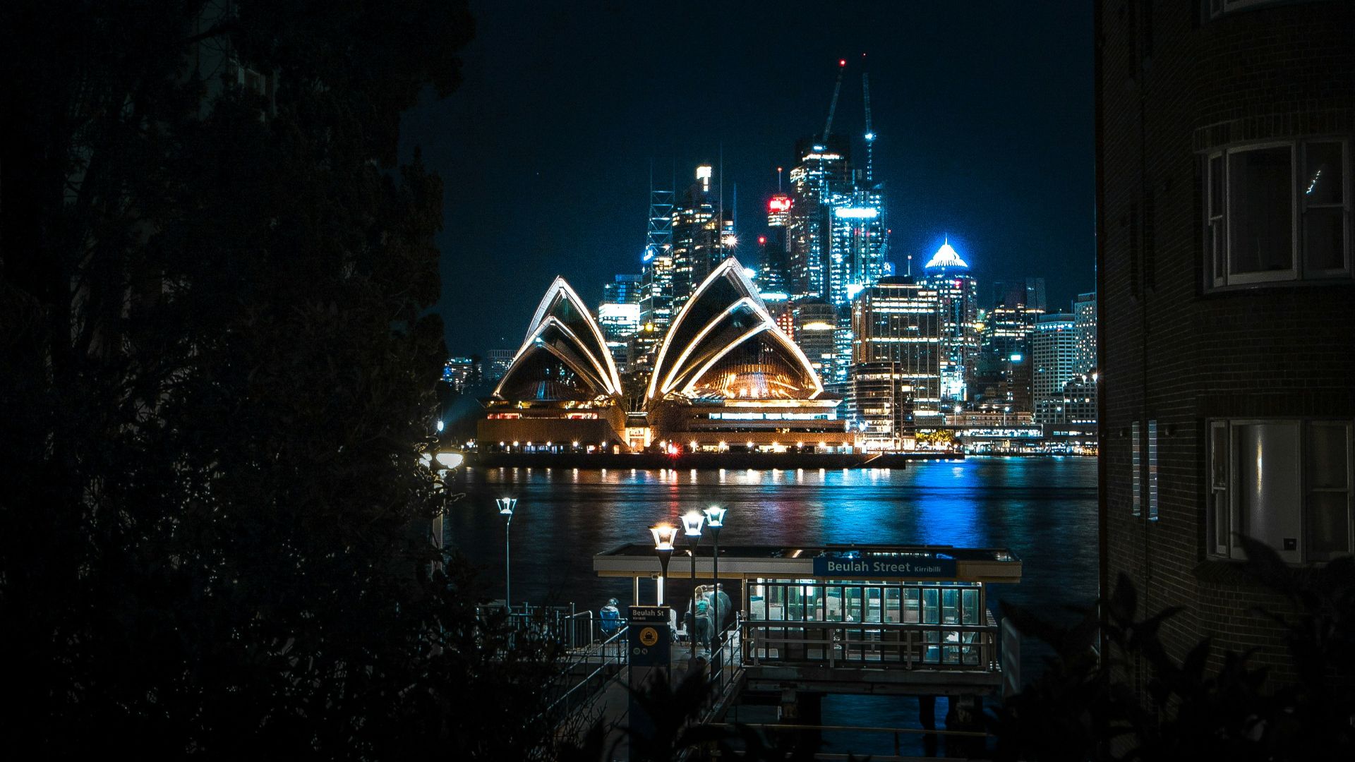 city skyline during night time