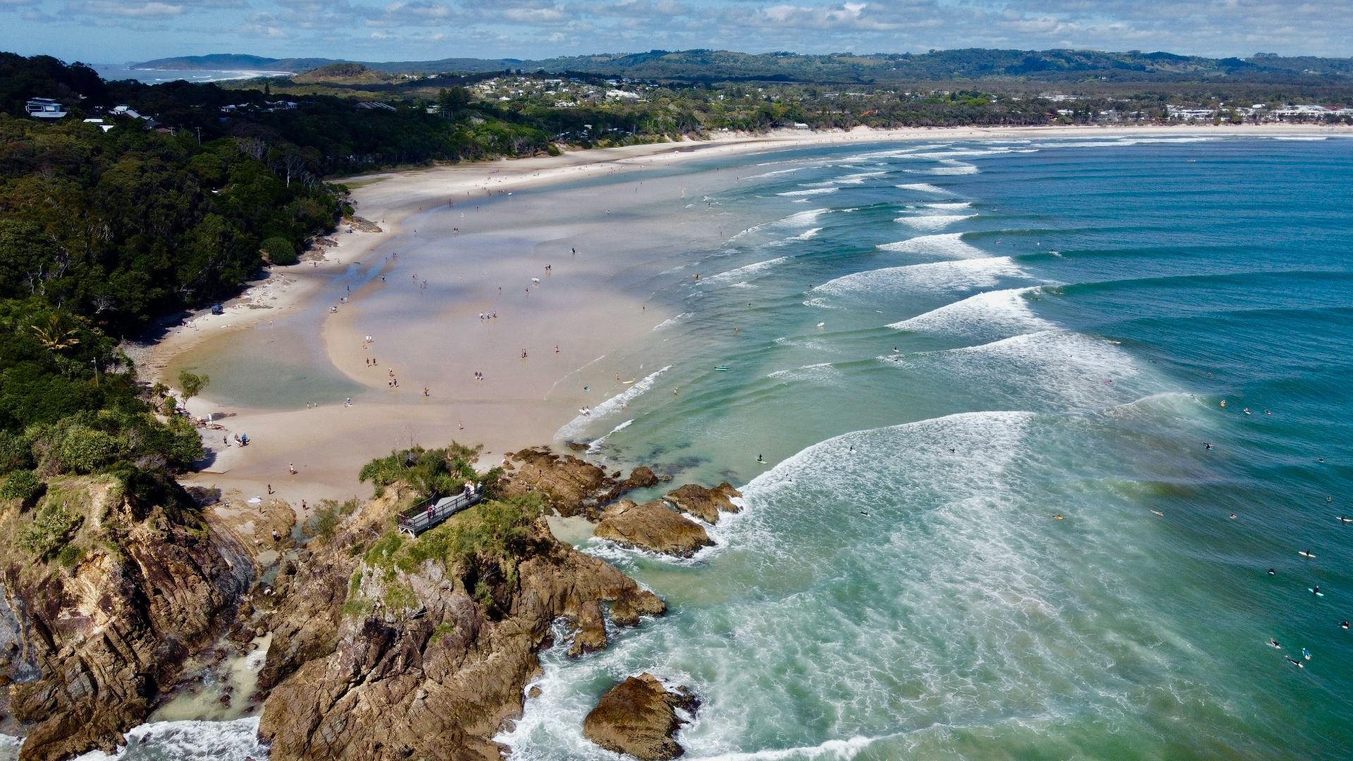 an aerial view of a beach and ocean
