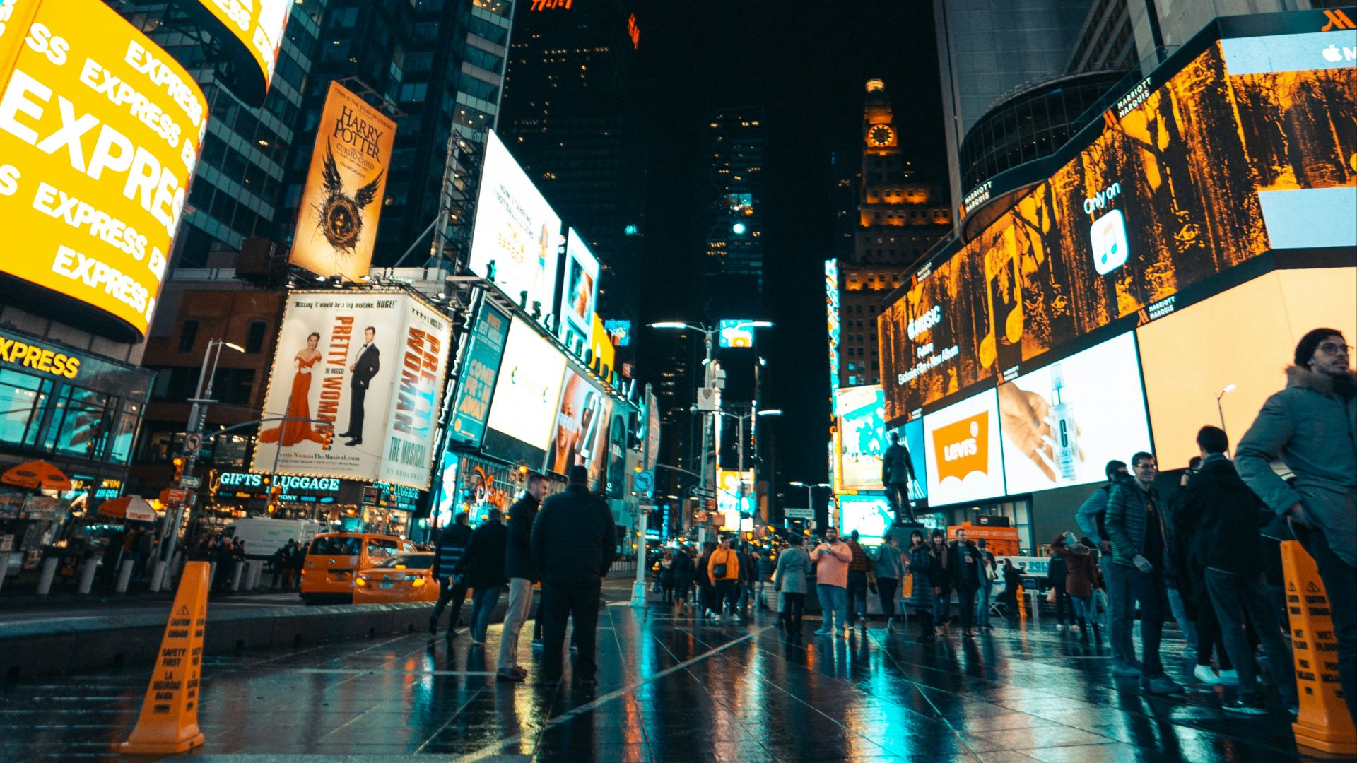 lighted high-rise buildings