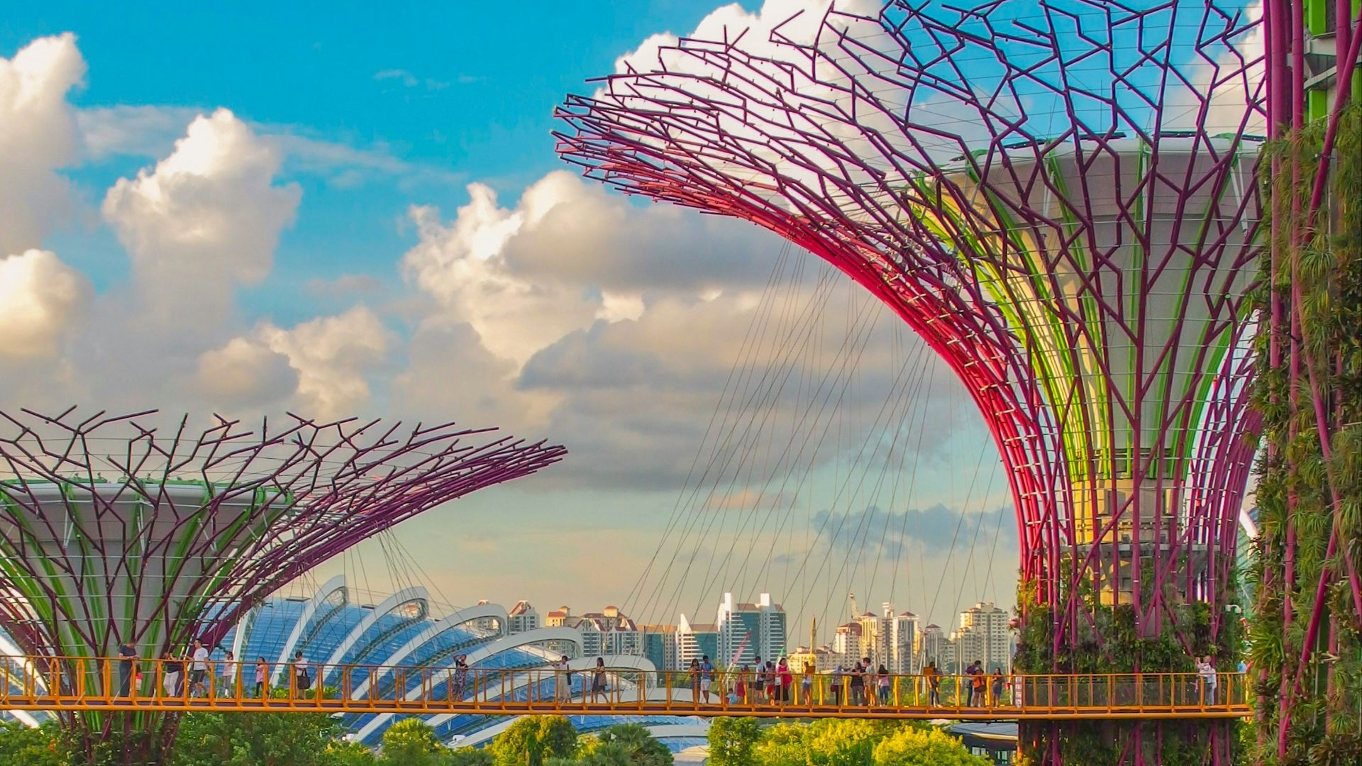 people crossing bridge