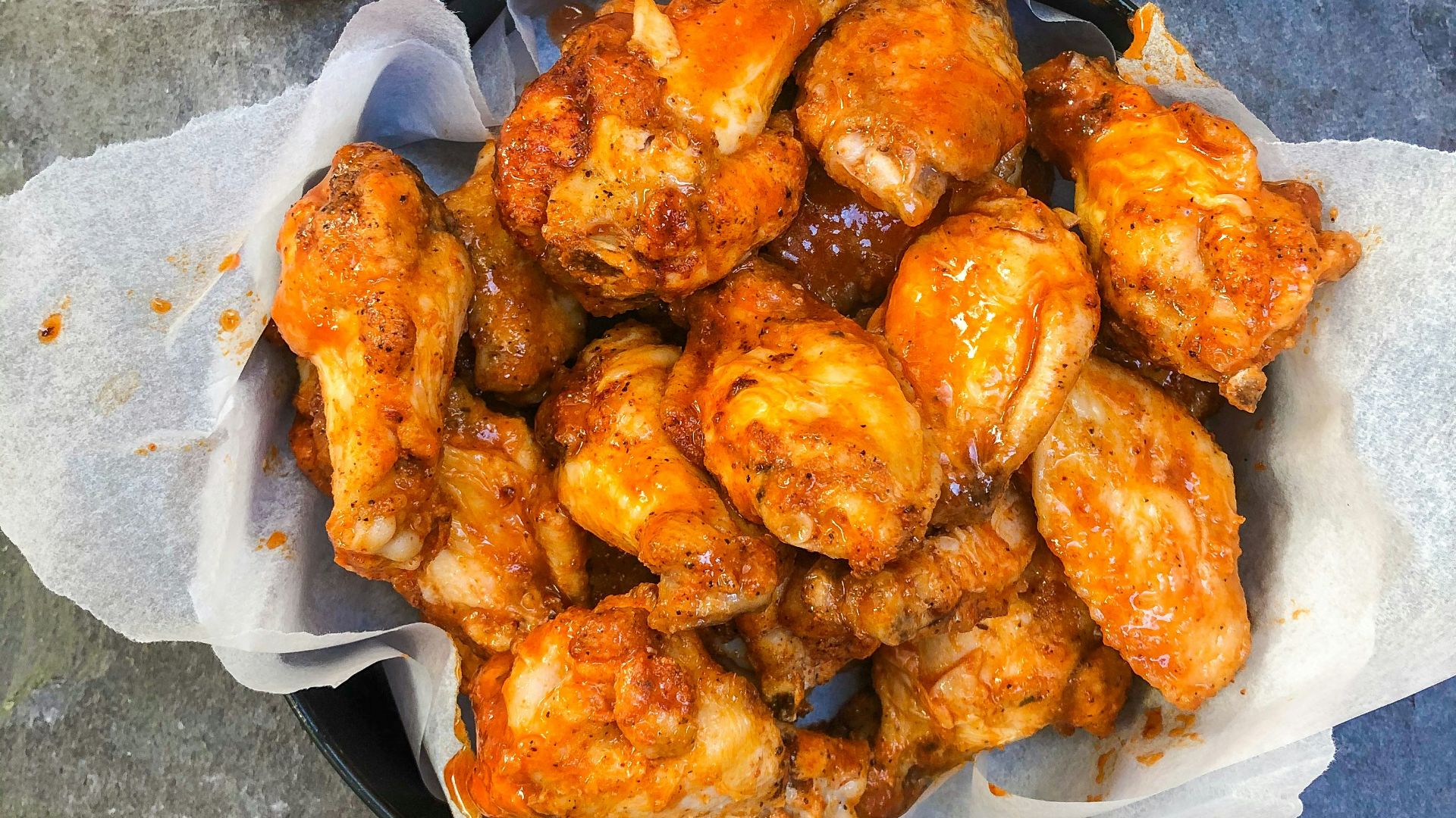 fried chicken on black plate