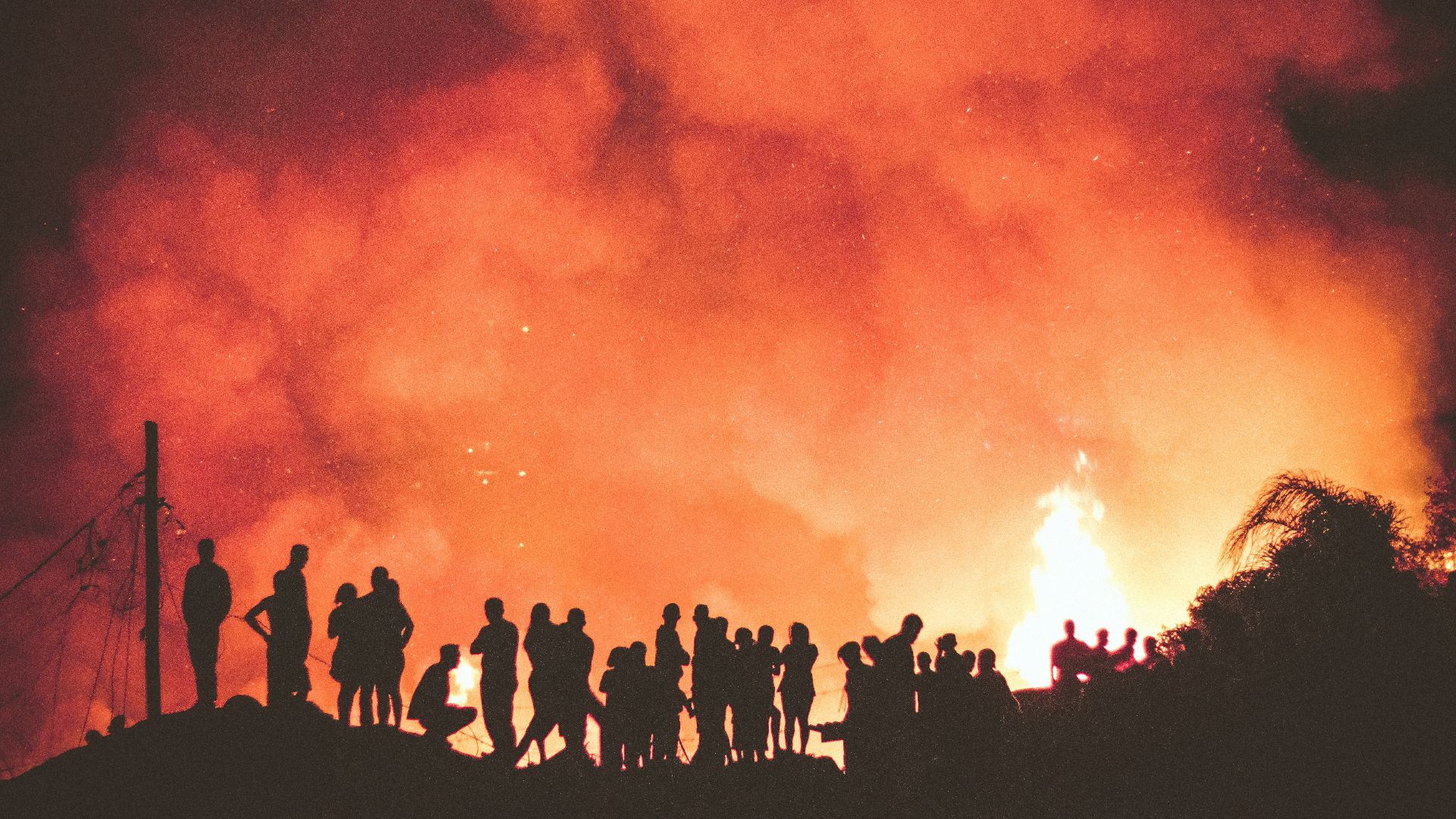 people near bonfire during night
