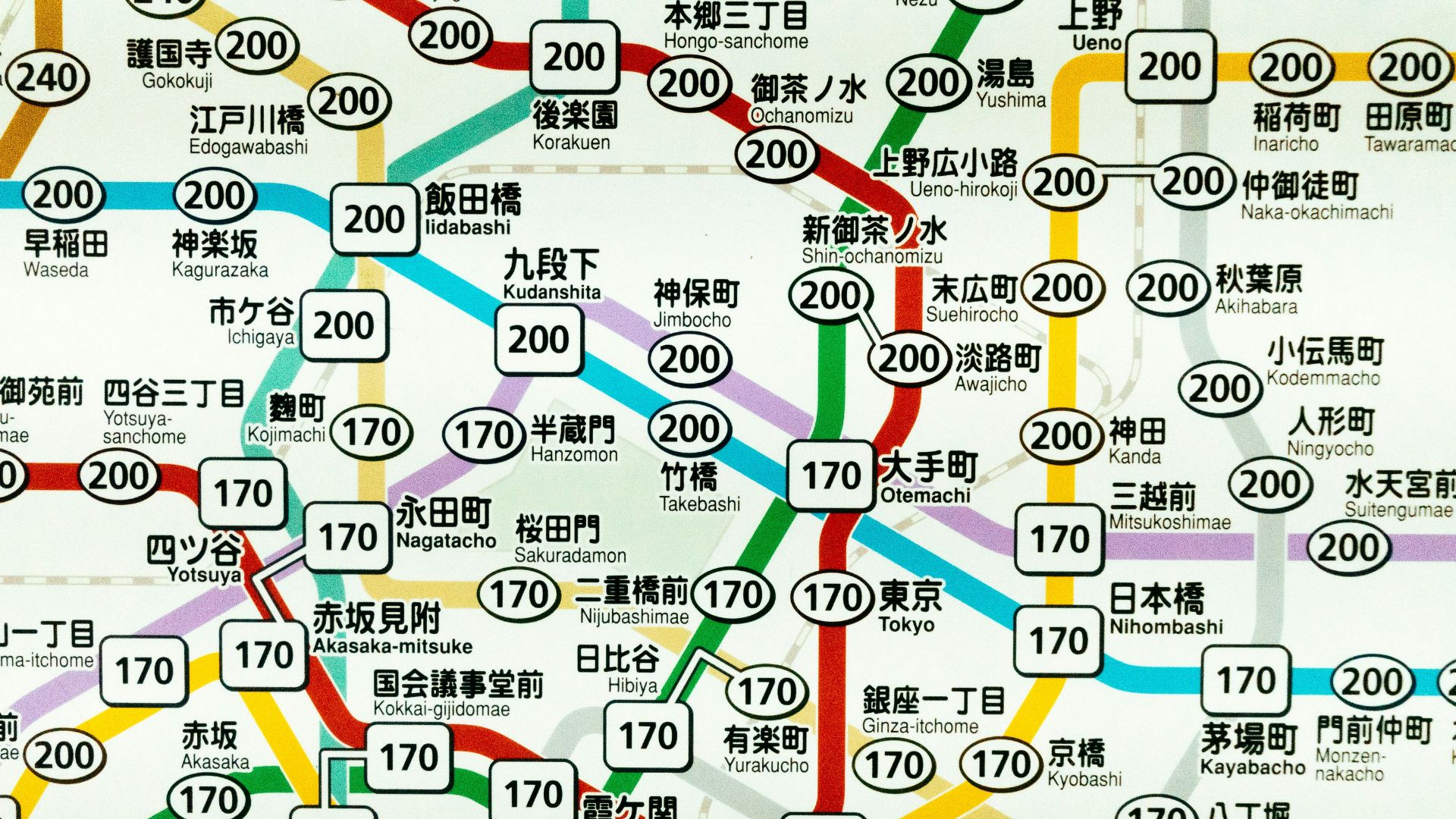 a subway map with a lot of asian characters on it