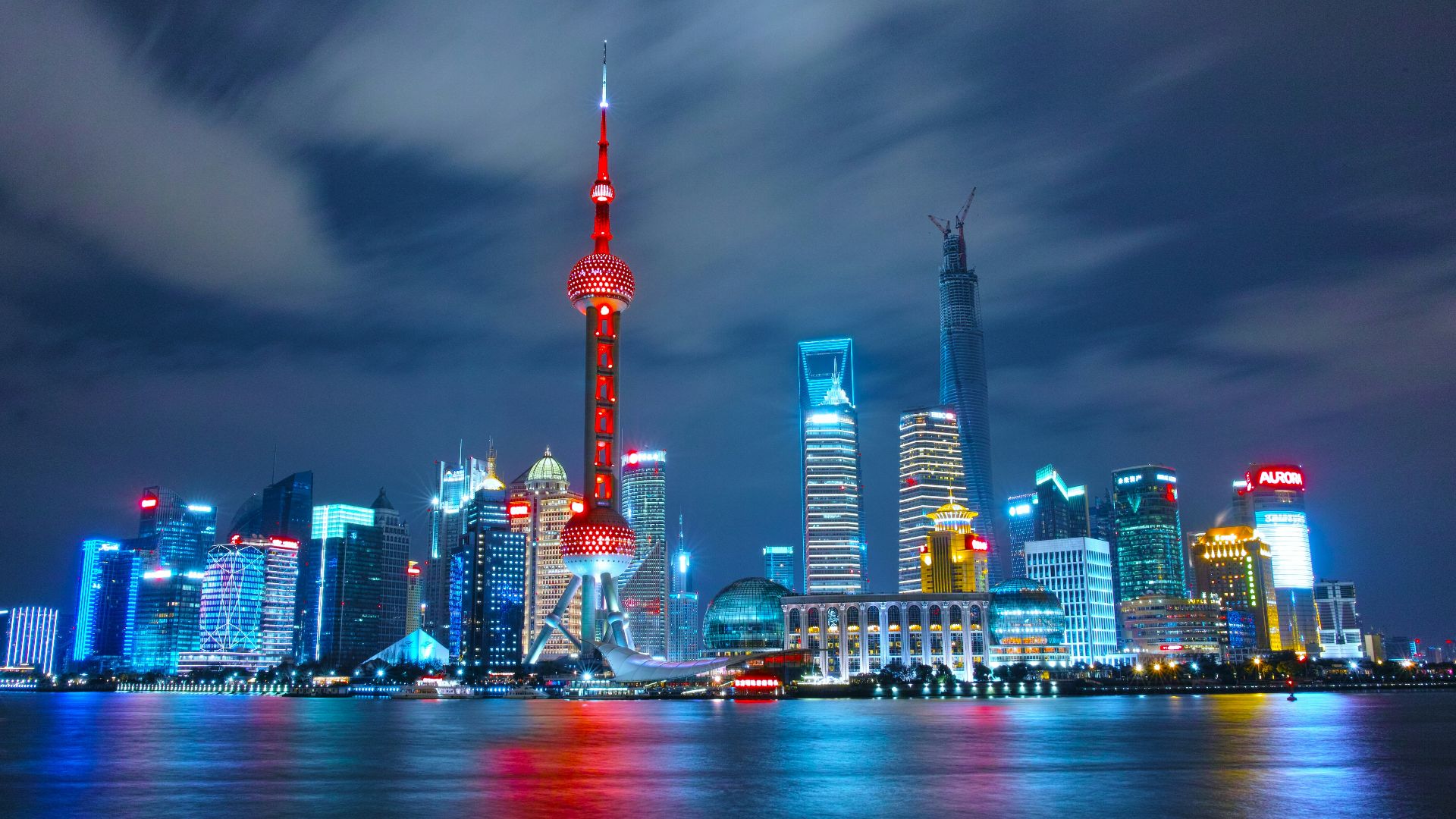 architectural photograph of lighted city sky