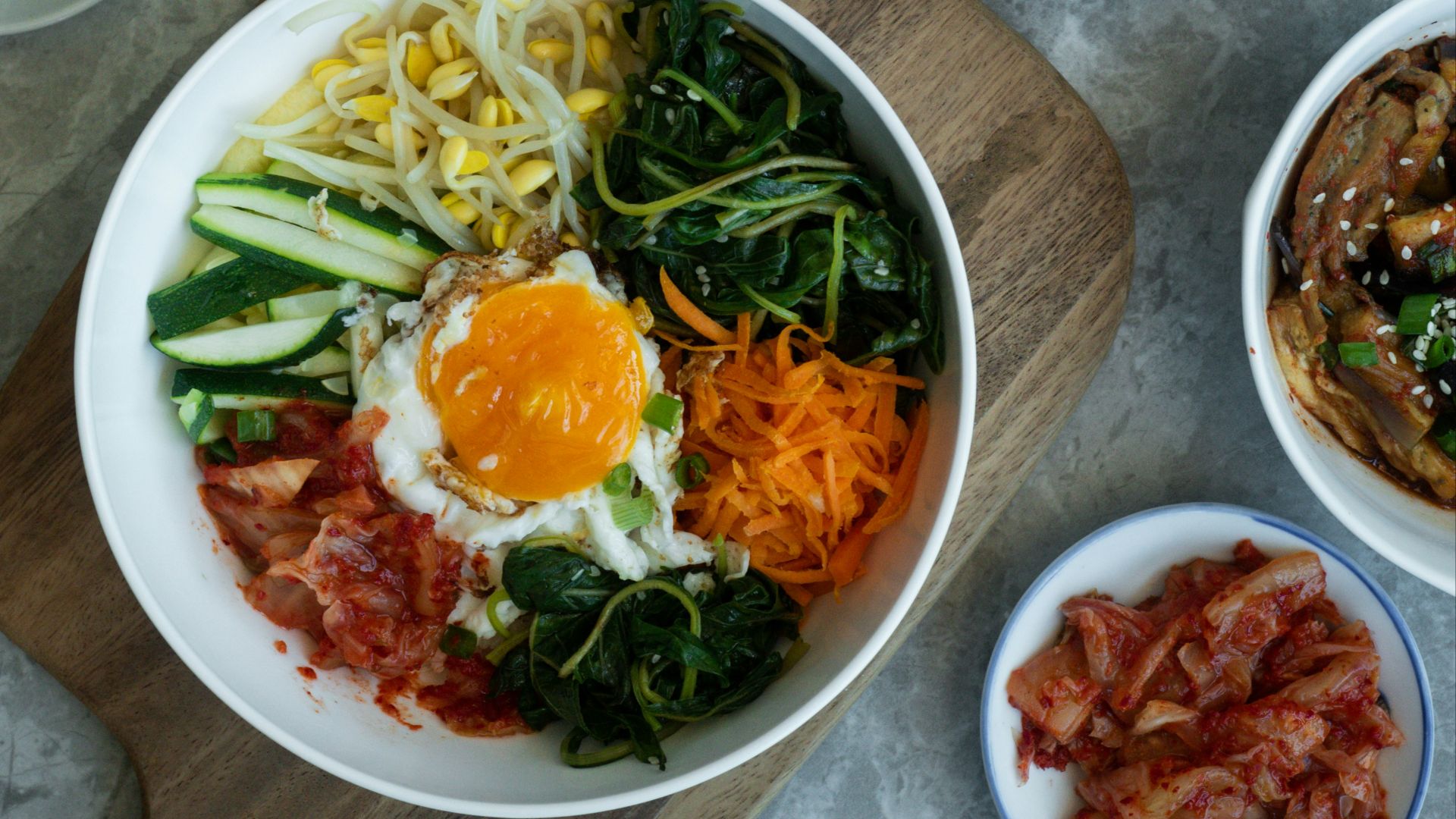 cooked food on white ceramic bowls