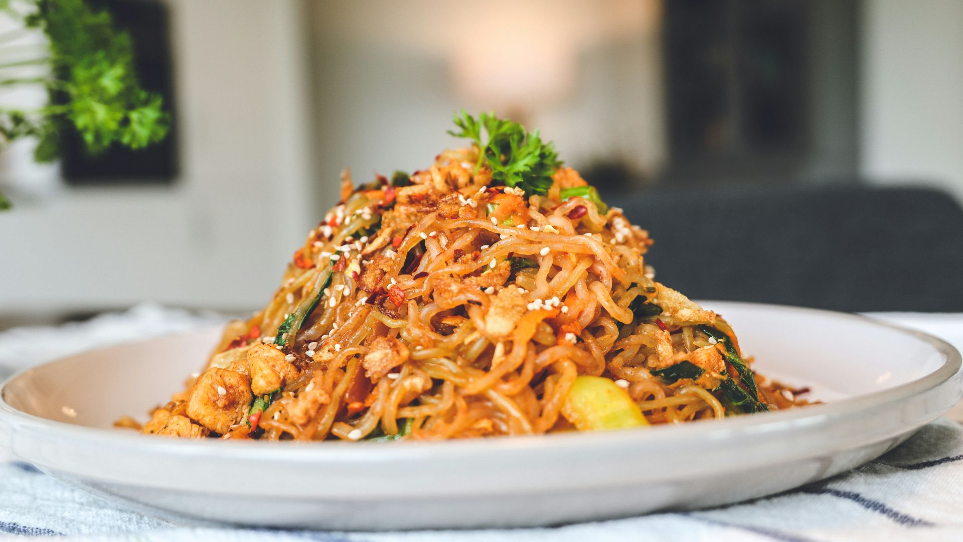 pasta dish on white ceramic plate