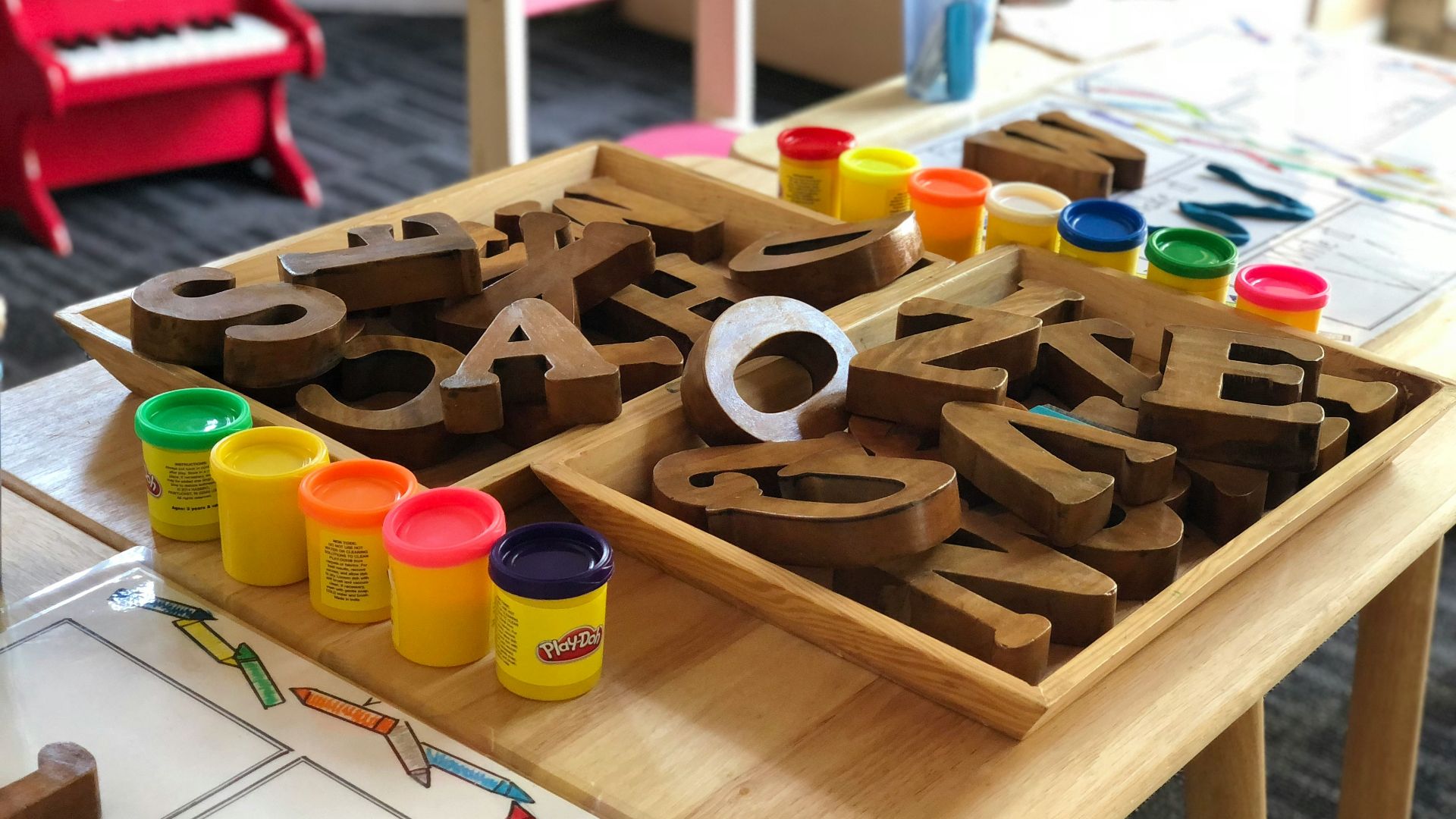 brown letters on table
