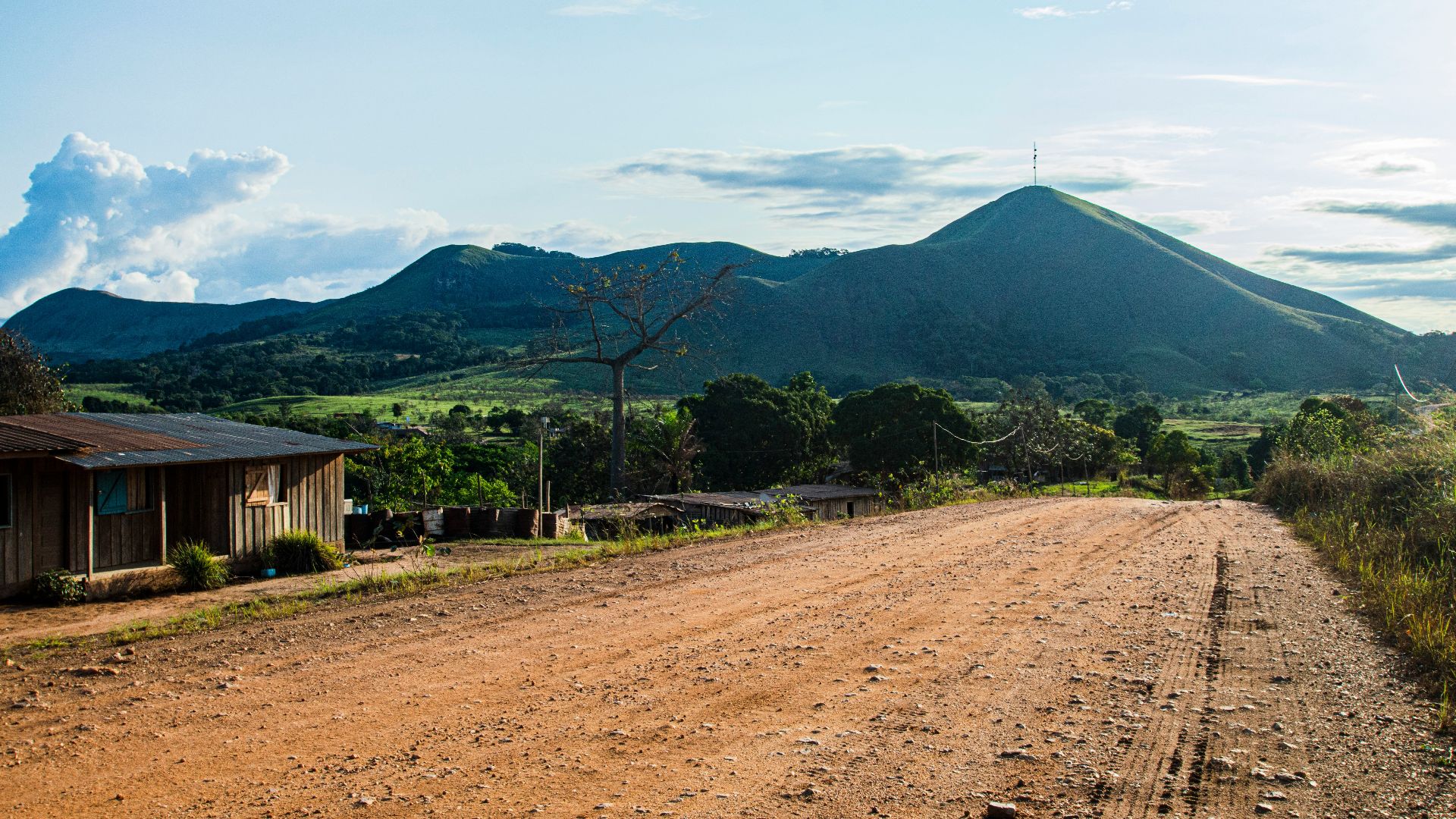 brown wooden fence near green mountain under blue sky during daytime