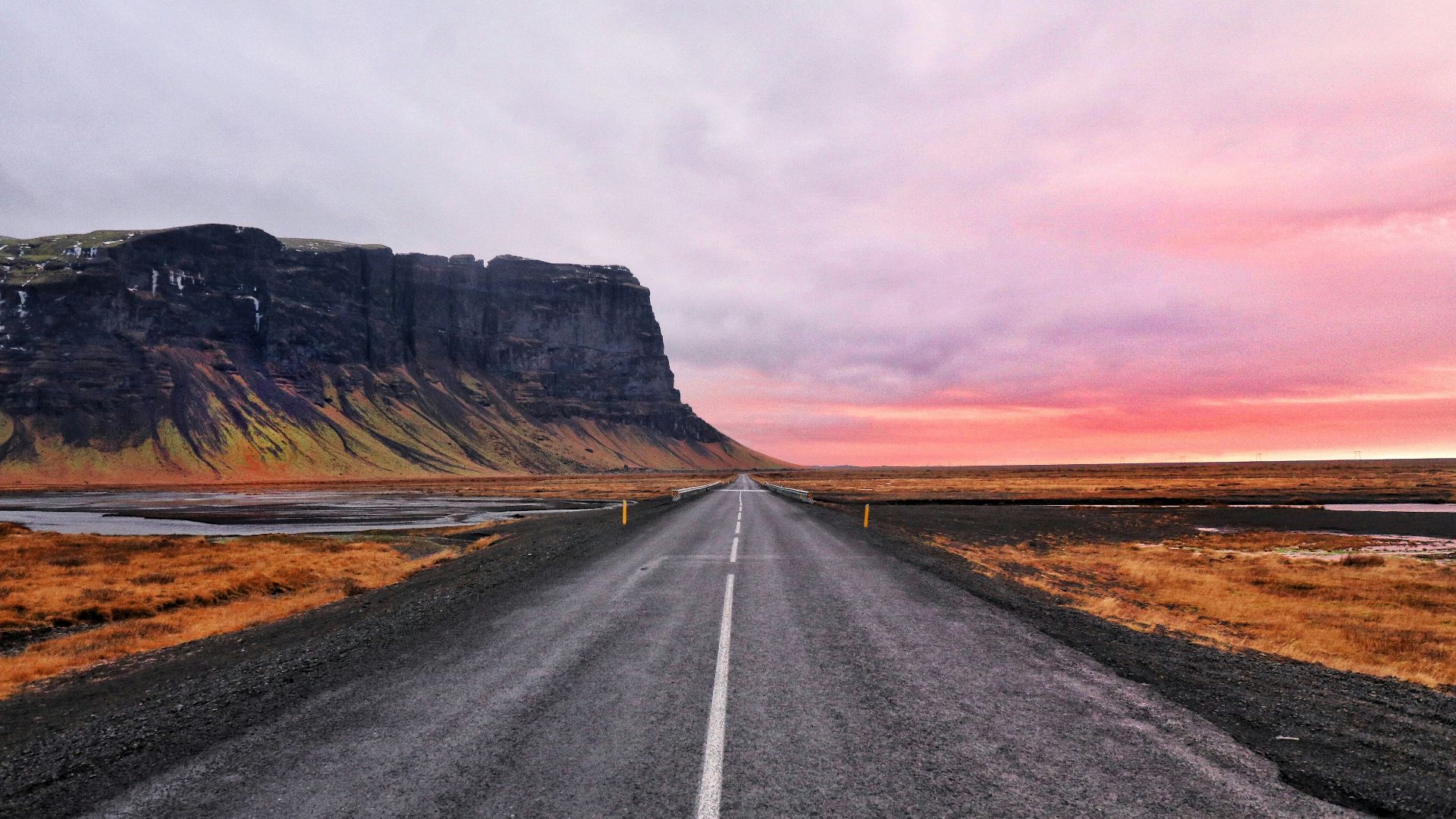 asphalt road and cliff horizon