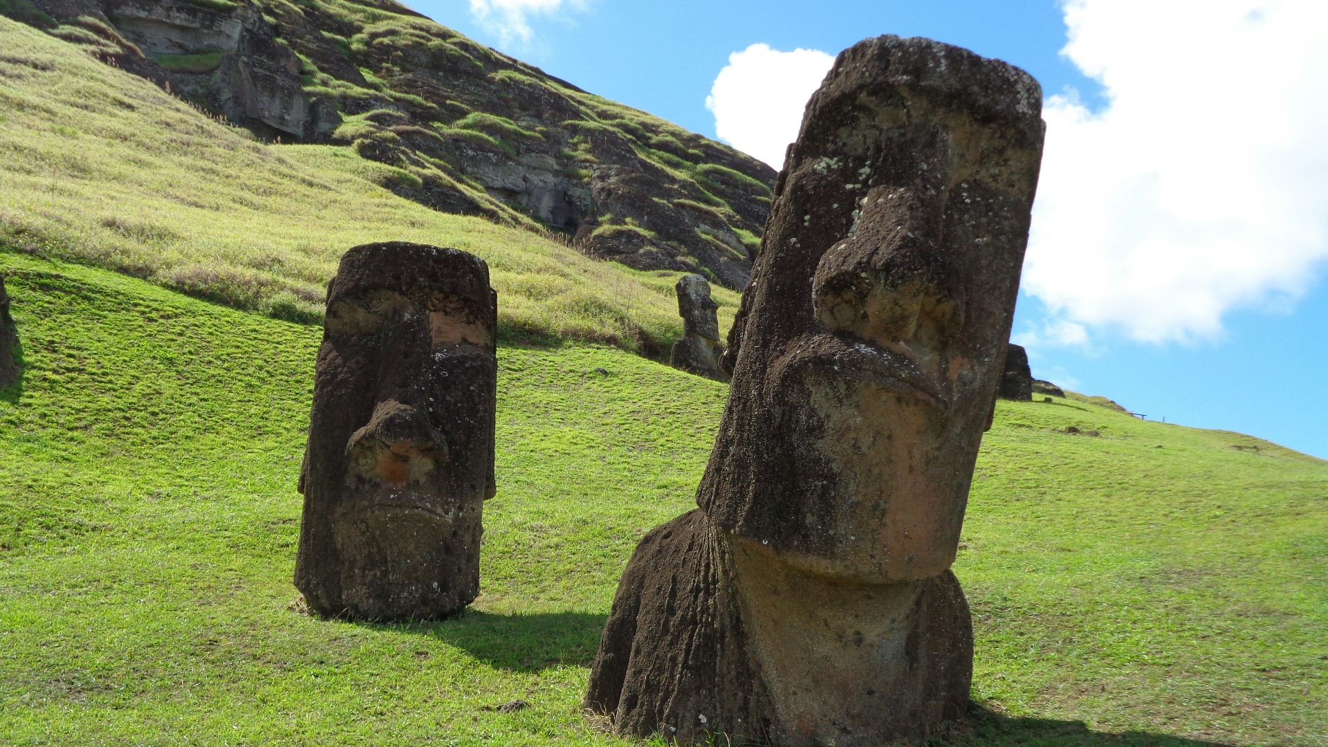 brown rock formation on green grass field during daytime