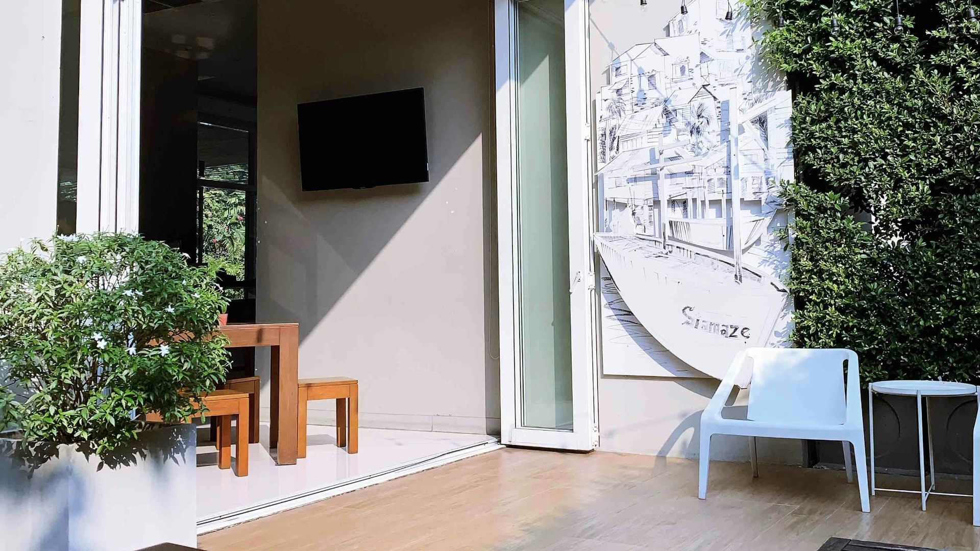 white chair outside house