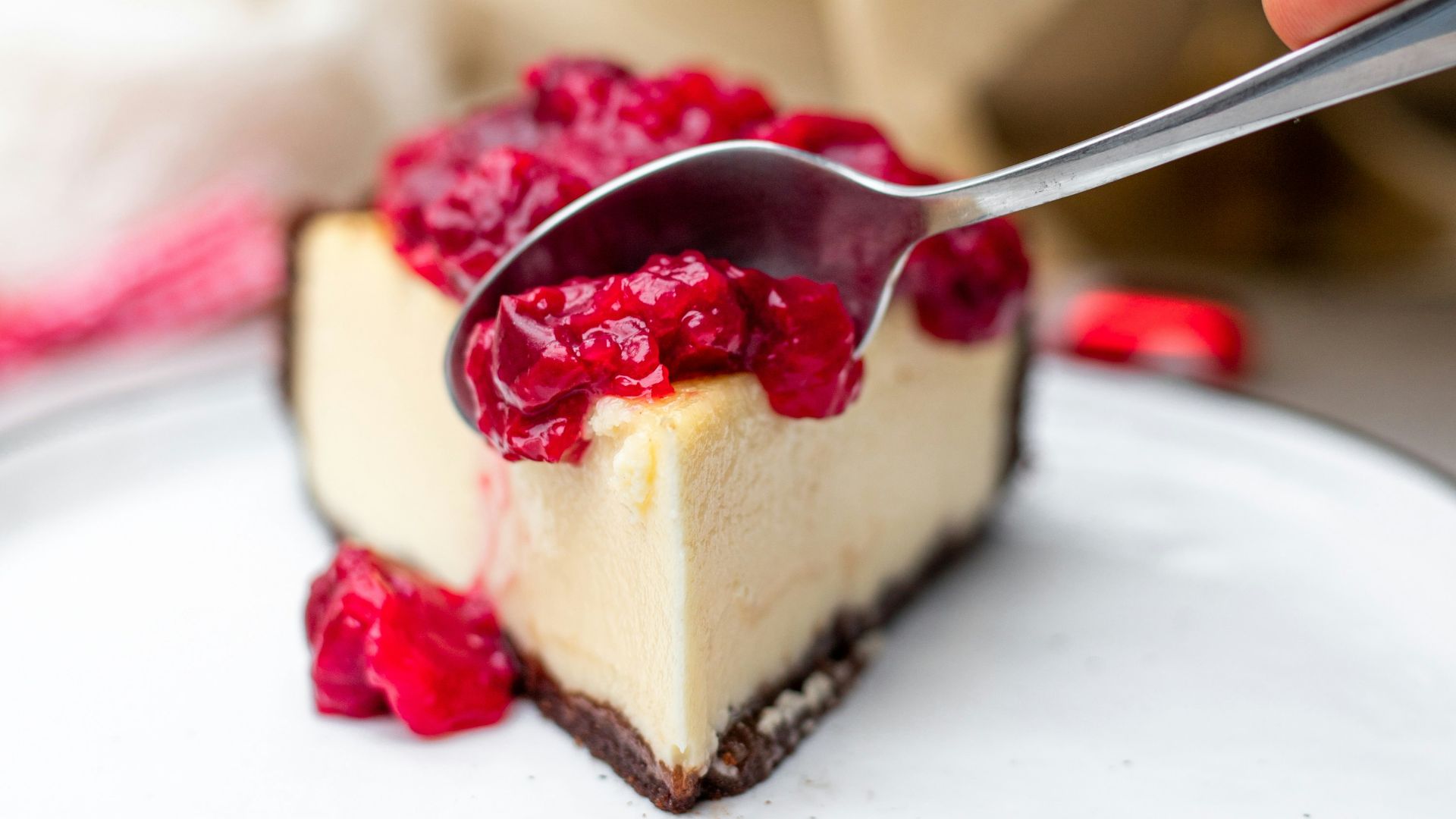 cheesecake with pink toppings