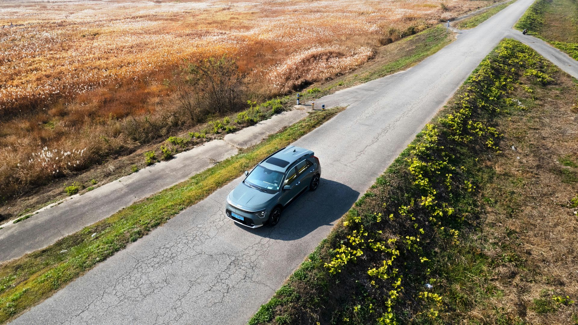 a car driving on a road