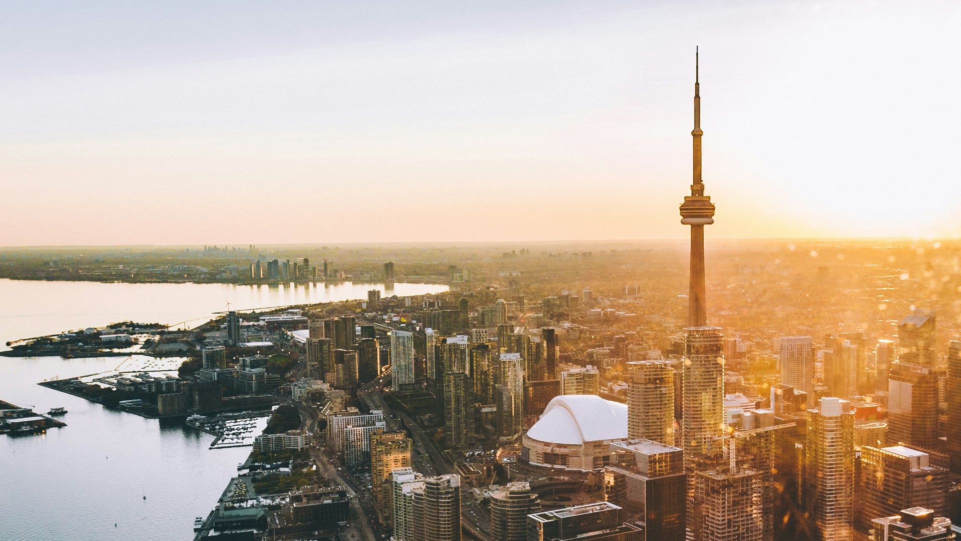 aerial photo of city during golden hour