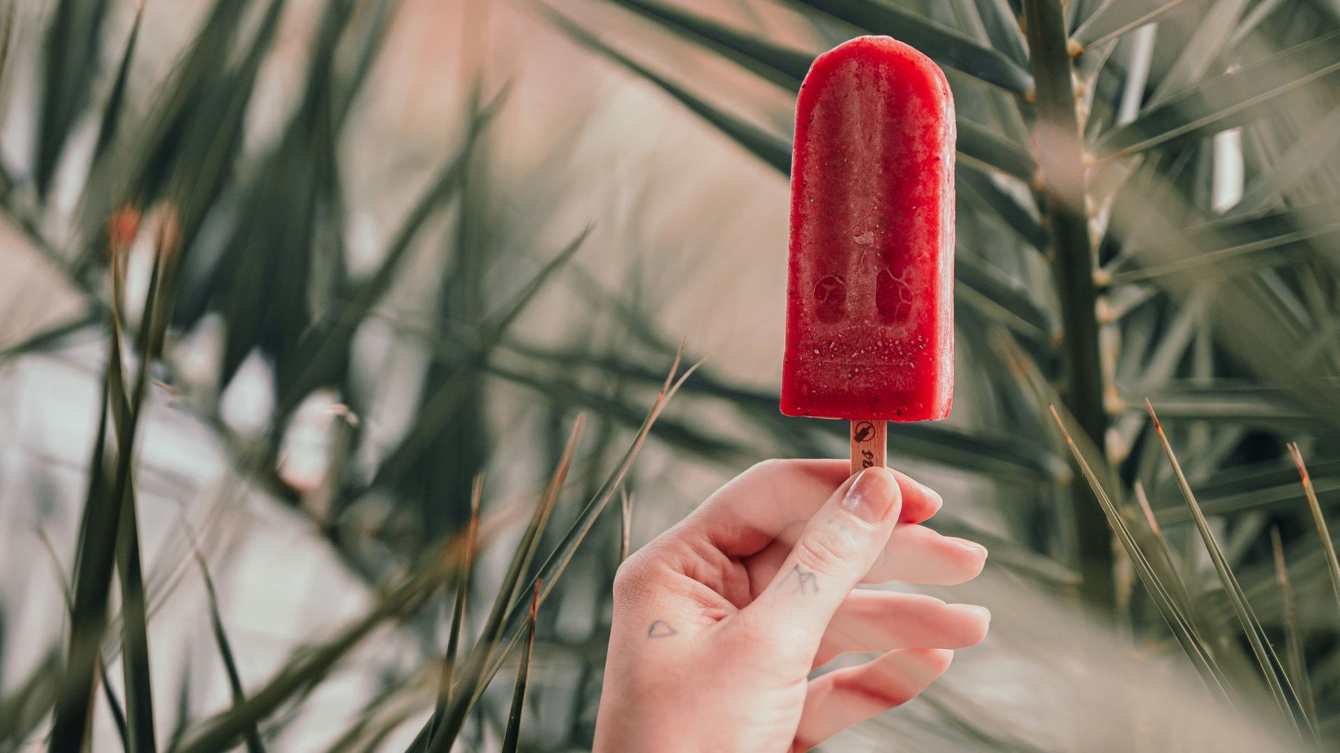 person holding red ice pop