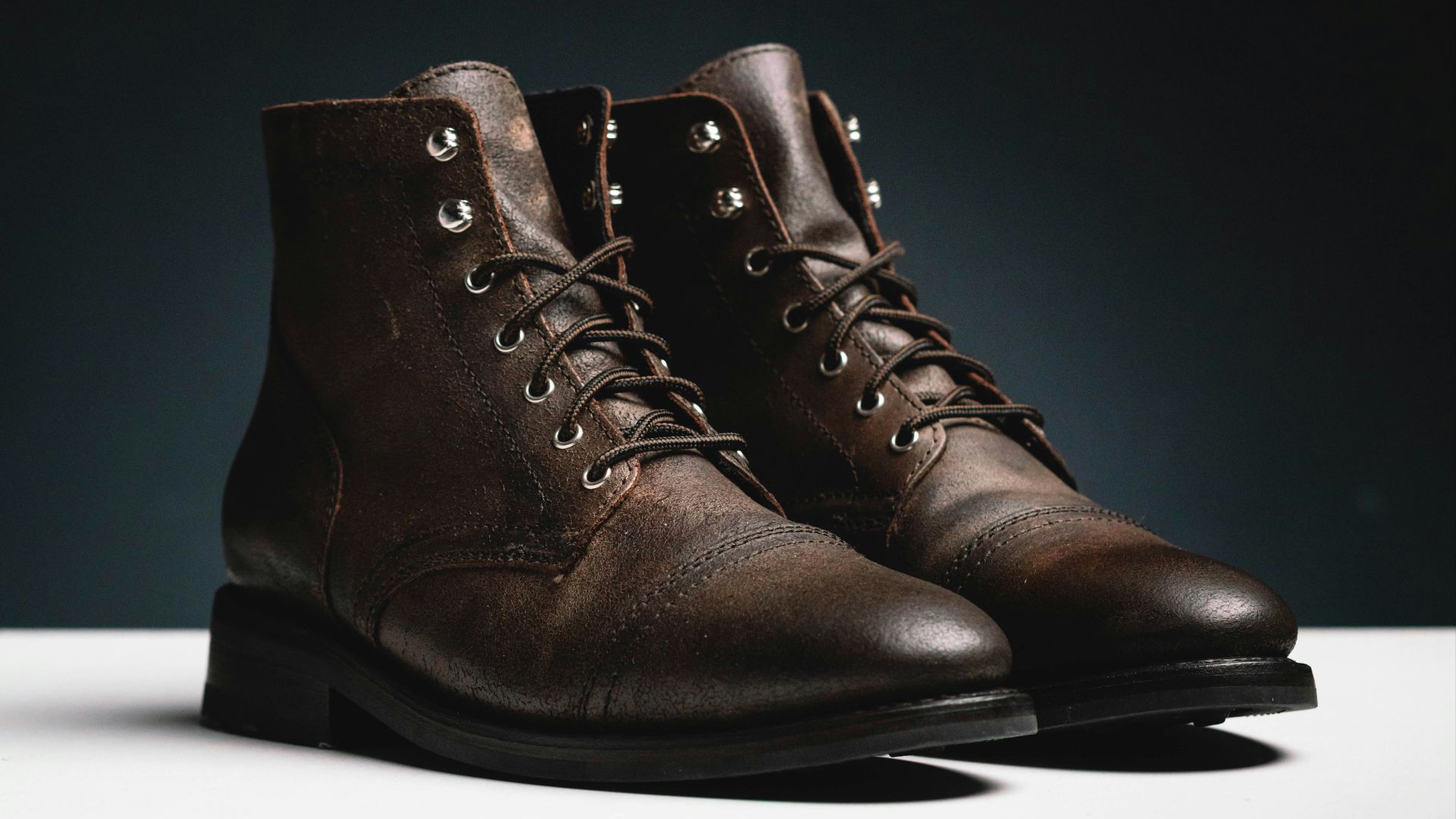 brown leather lace up boots