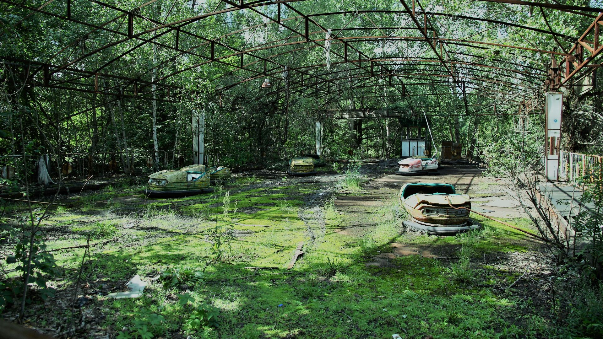 abandoned cars inside building