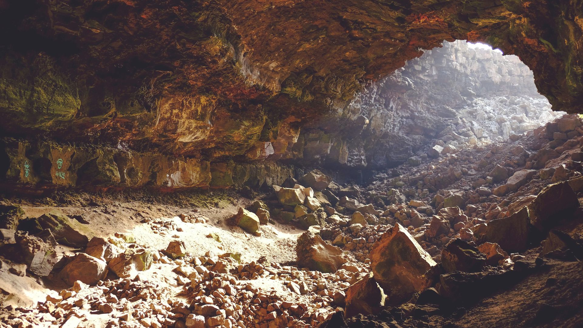 brown rock inside cave