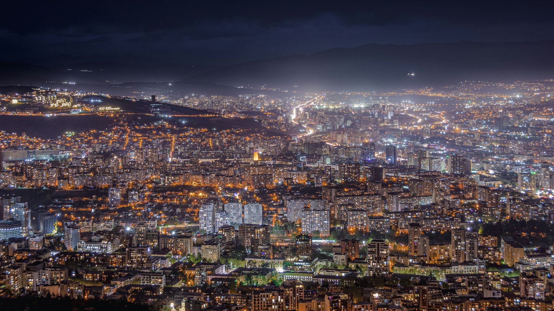 a night view of a large city with lots of lights