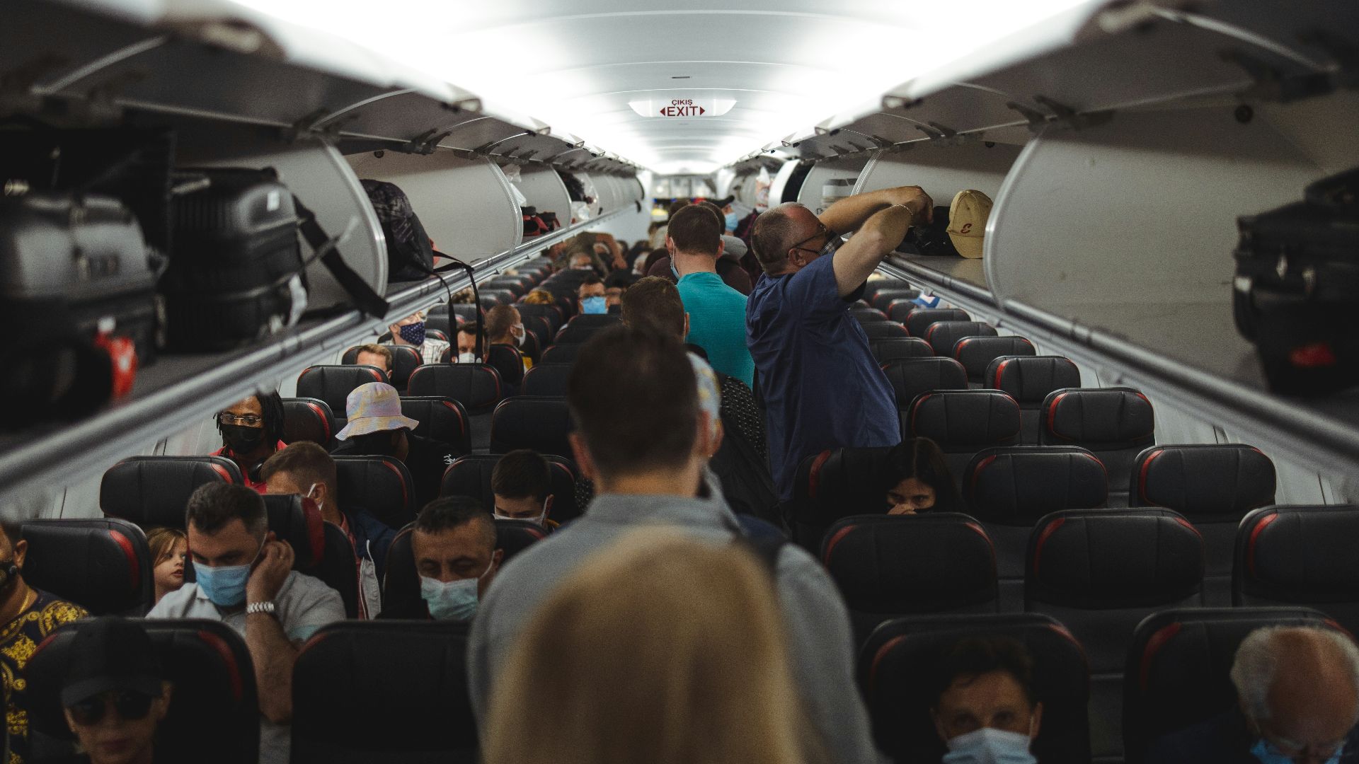 people sitting on white airplane seats