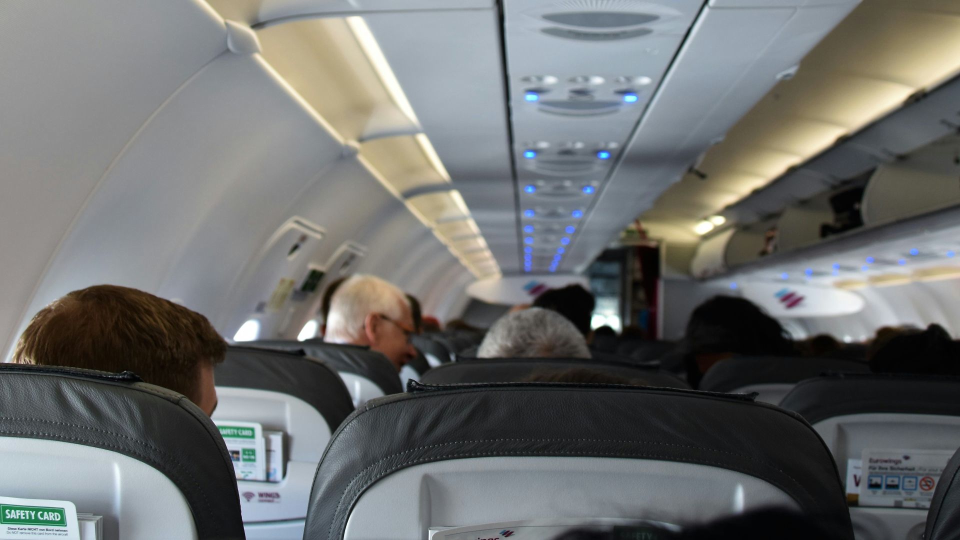 black and gray airplane seats