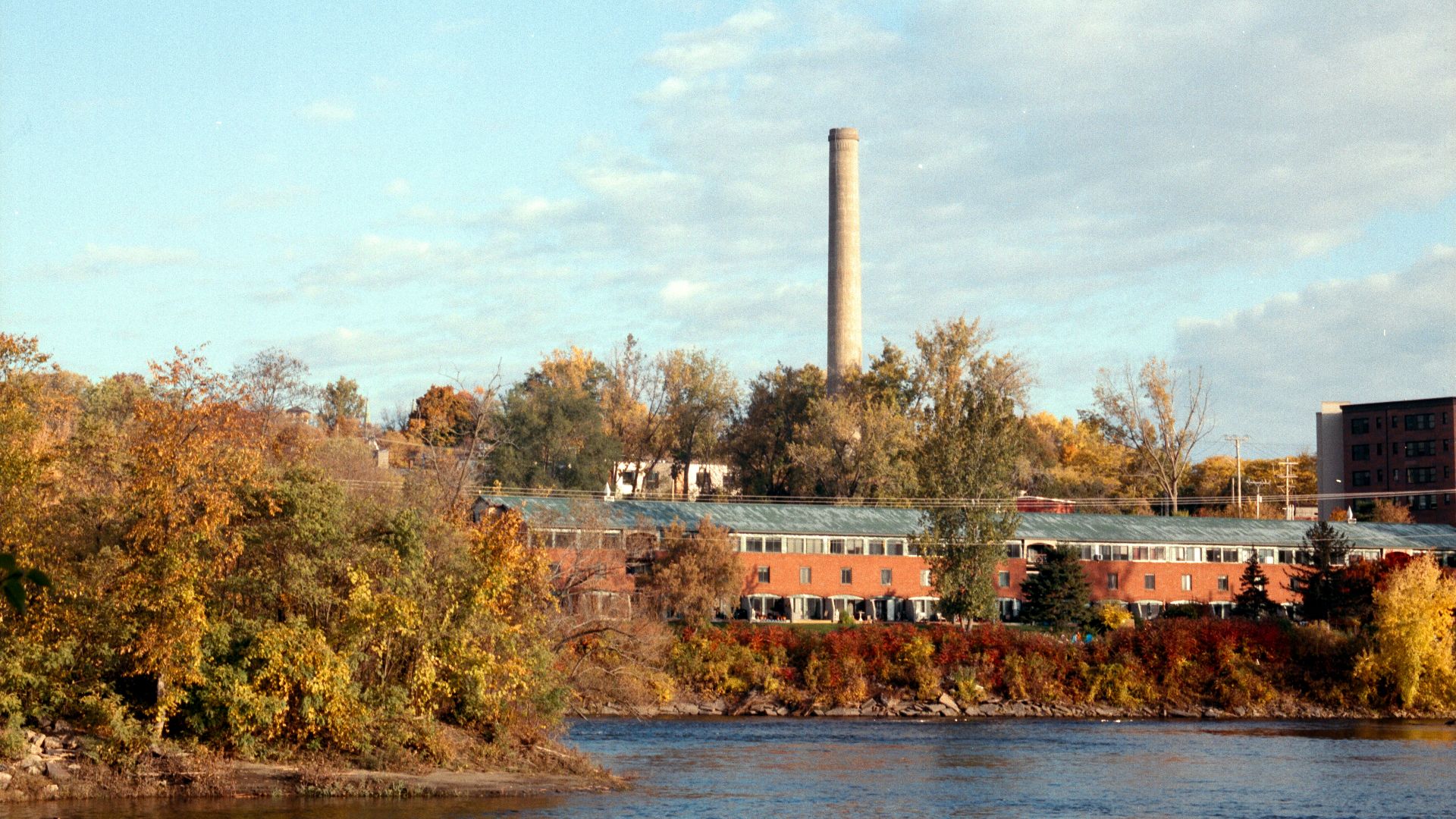 a train going by a river