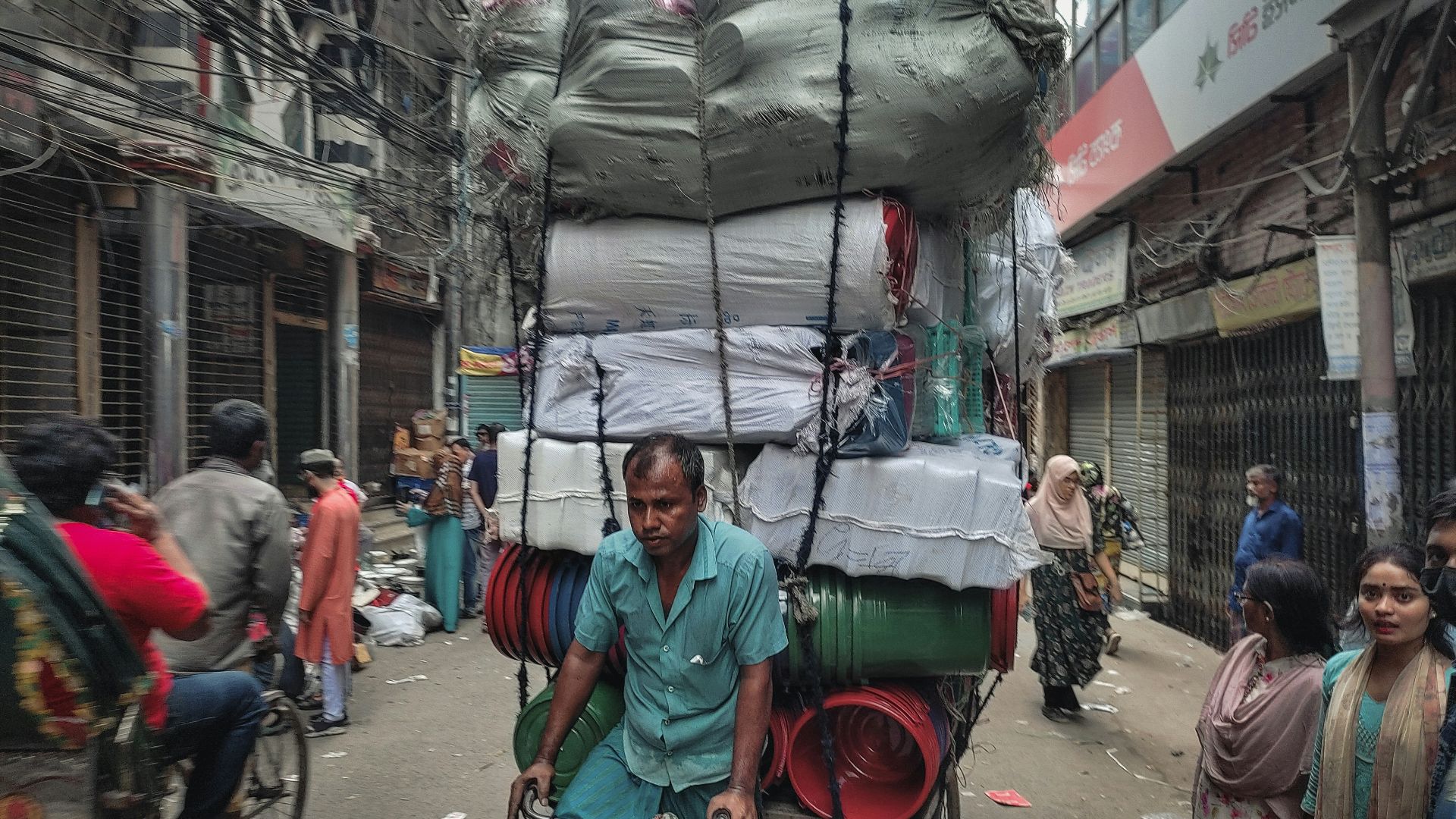 a person walking down a street