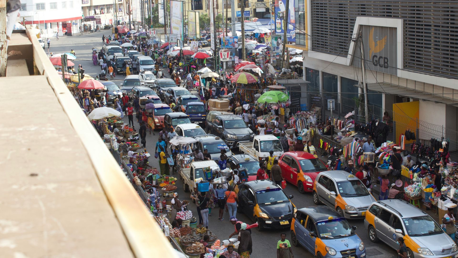 a busy street full of people