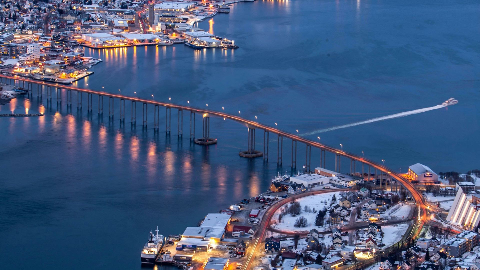 aerial view of city during night time