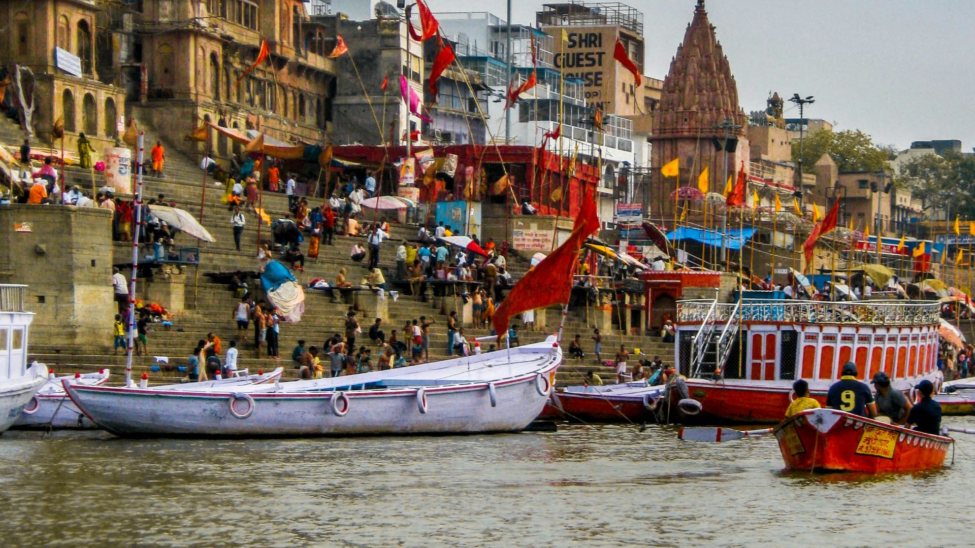 boats parked near buildings