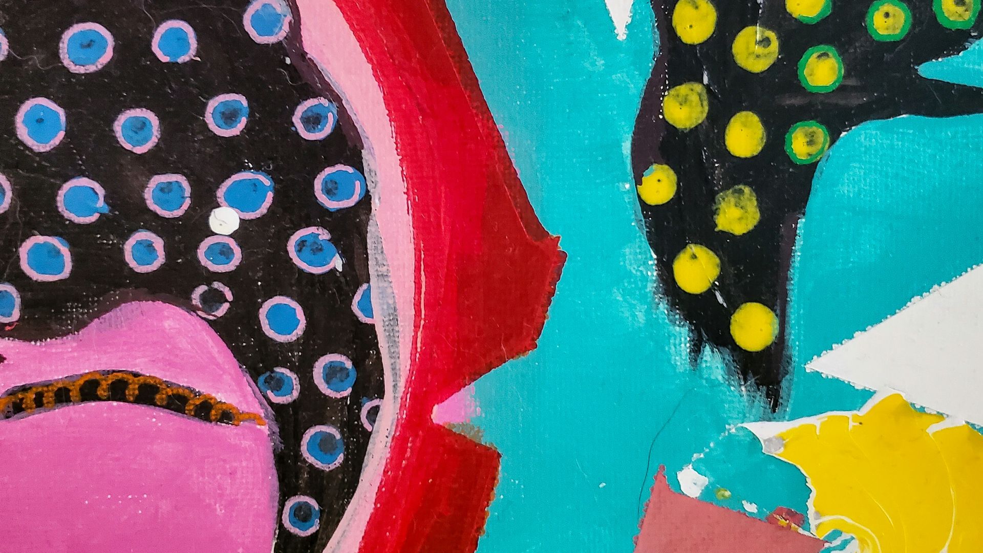 blue yellow and red abstract painting