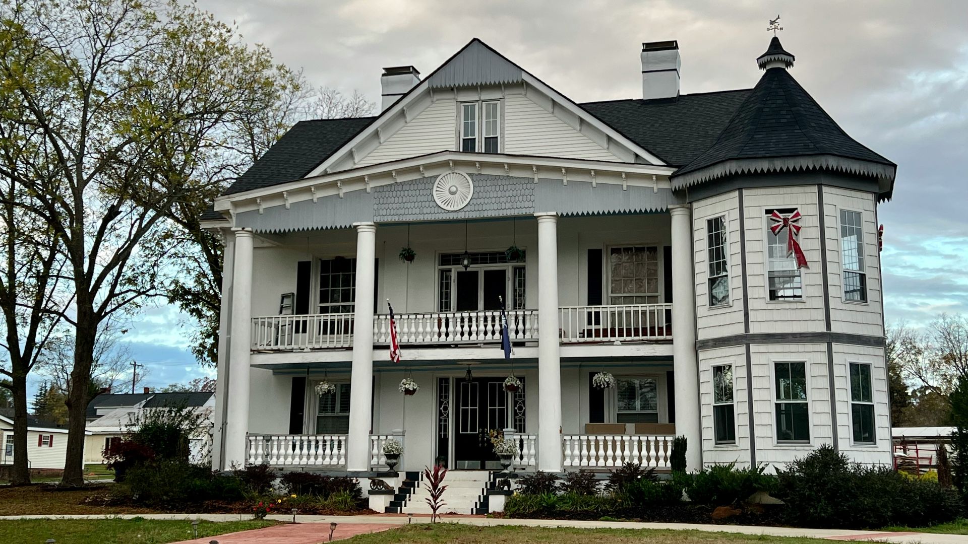 a large white house with columns