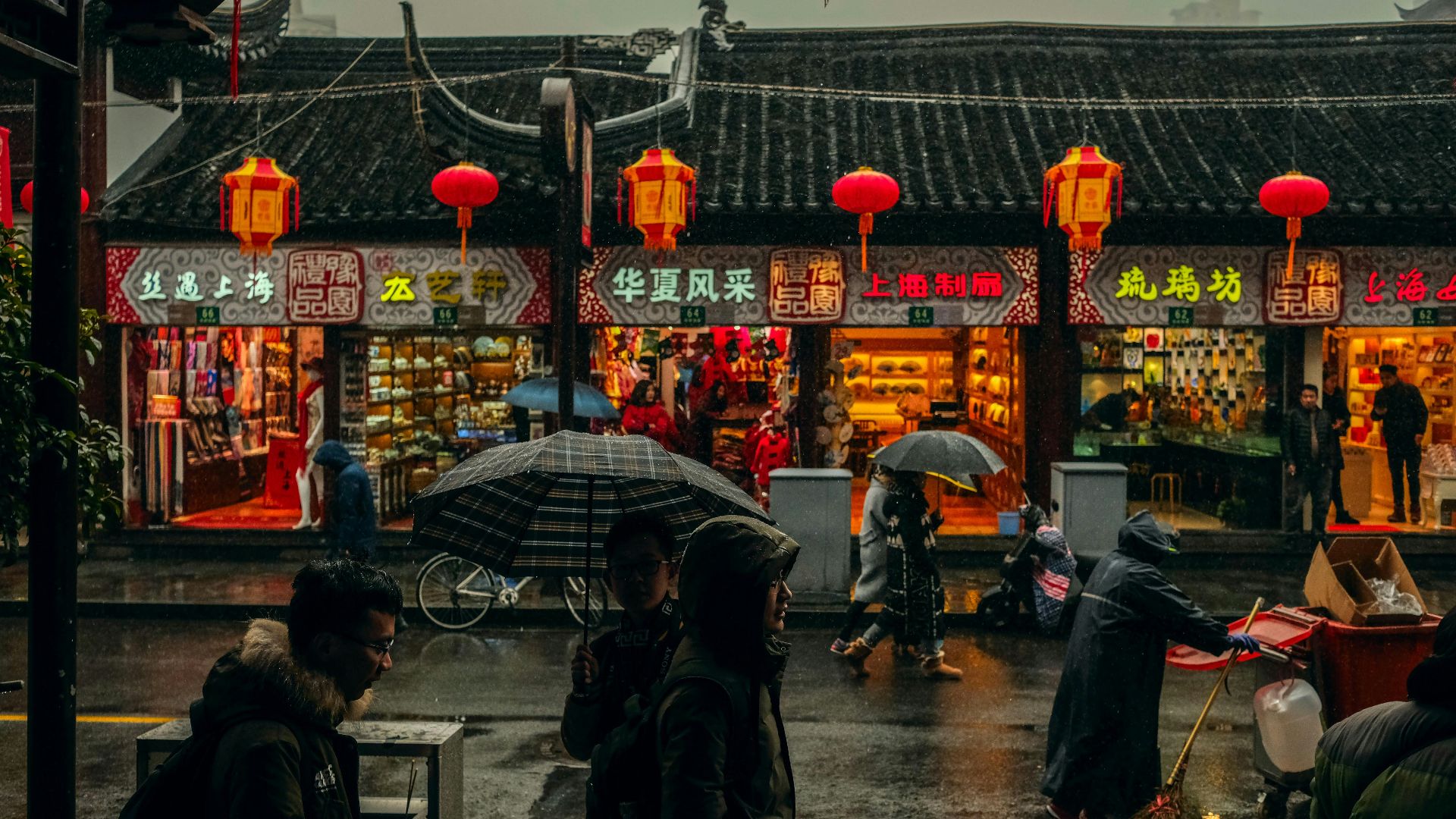 person carrying umbrellas