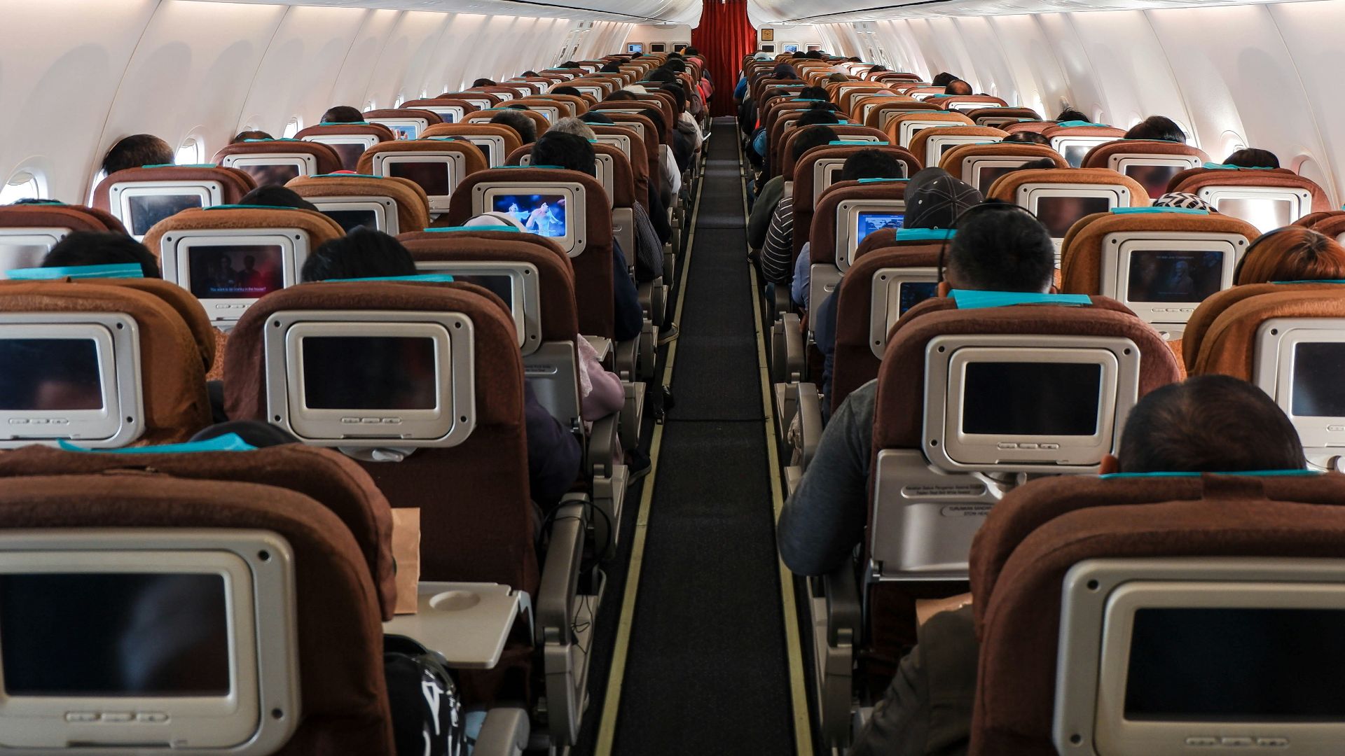 a row of empty seats in an airplane