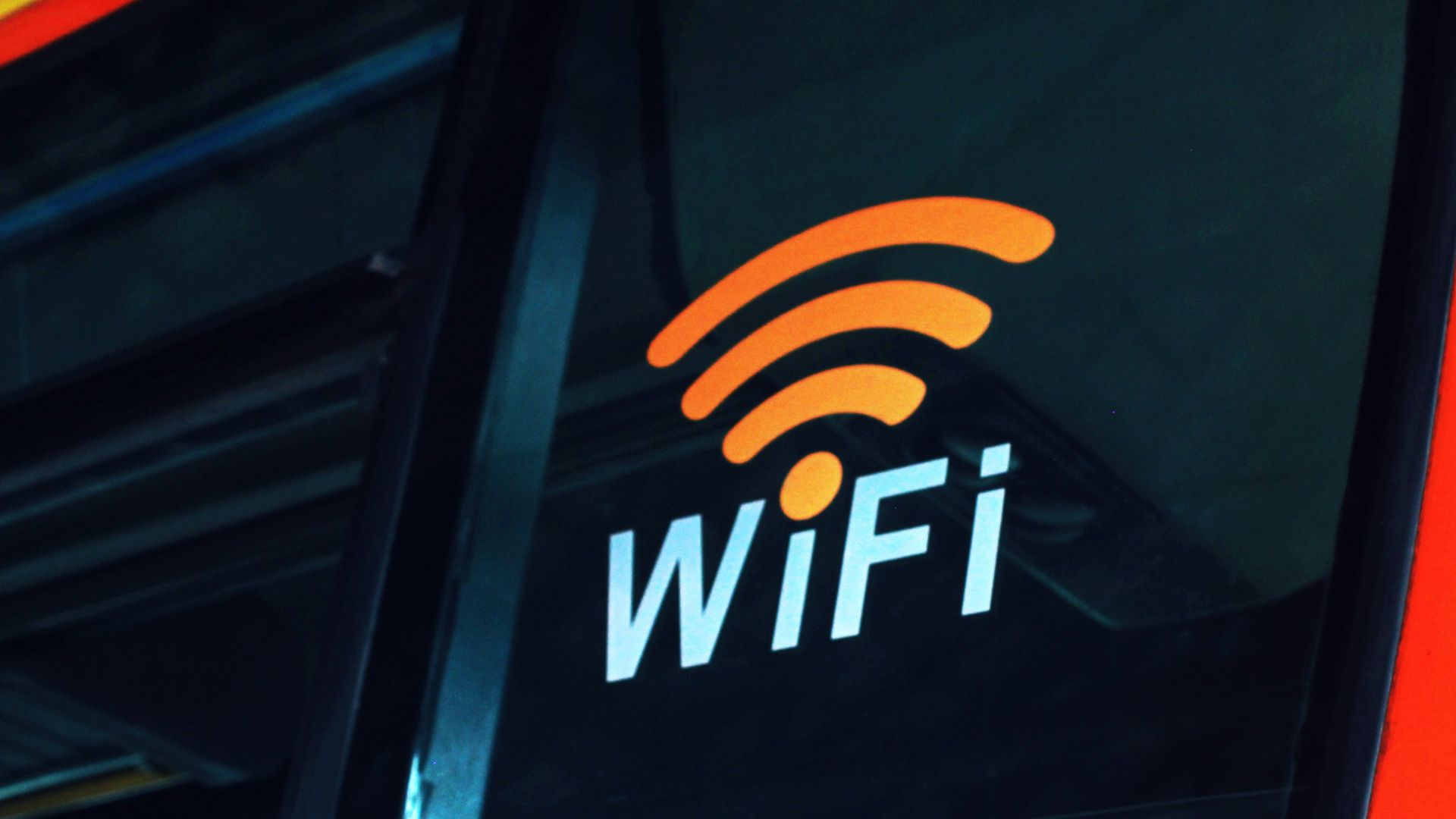 a close up of the wifi logo on the side of a bus