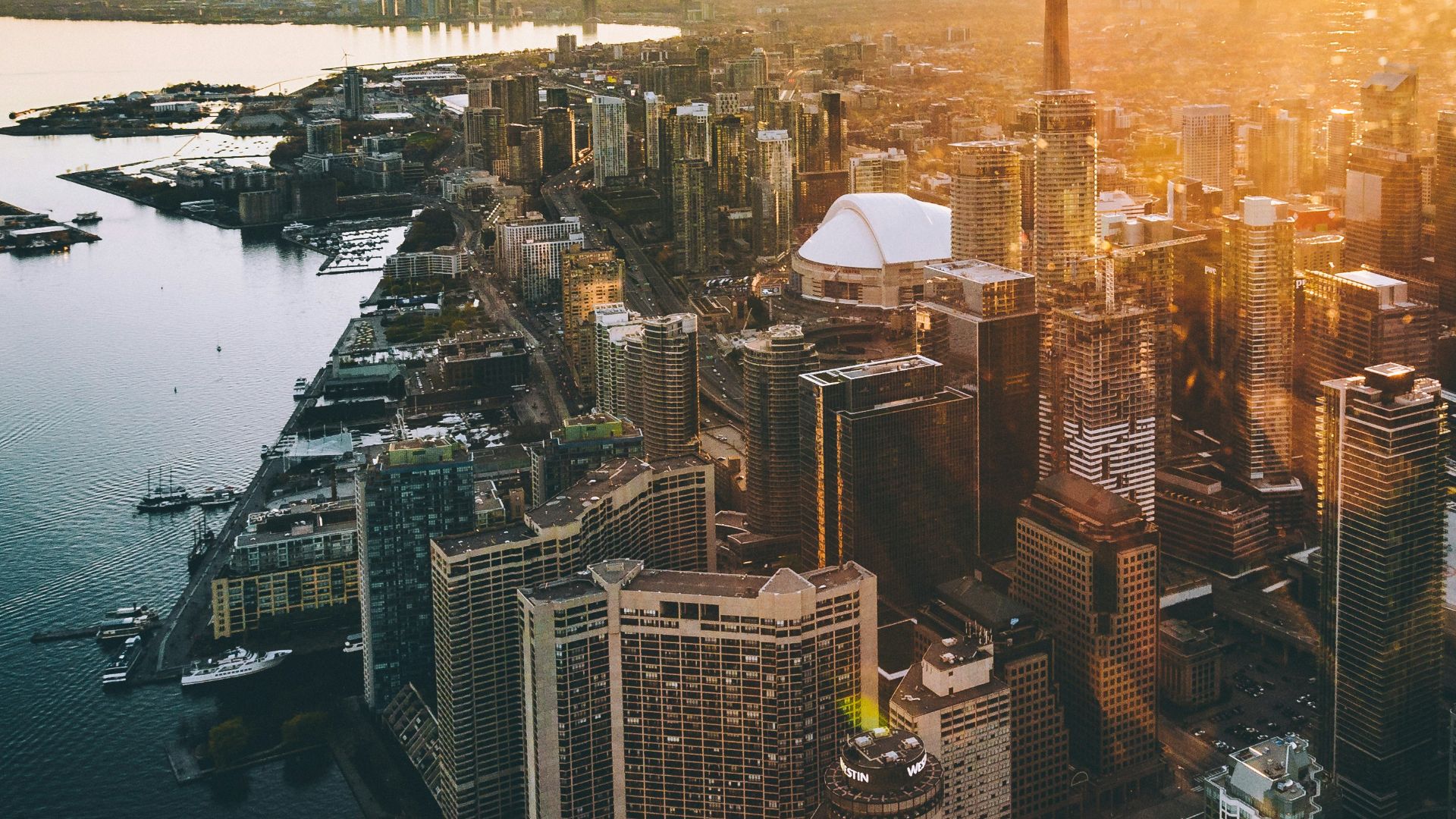 aerial photo of city during golden hour