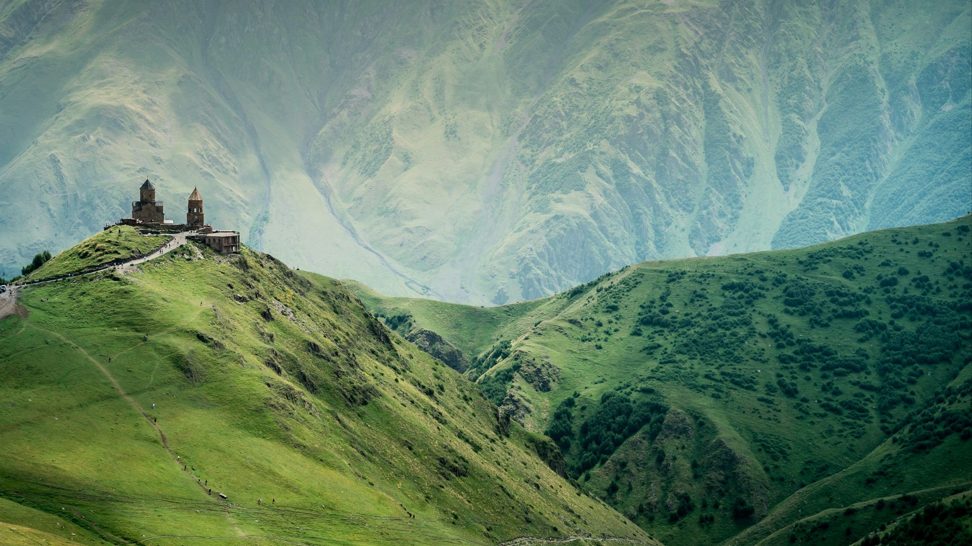 aerial photography of mountain ridge
