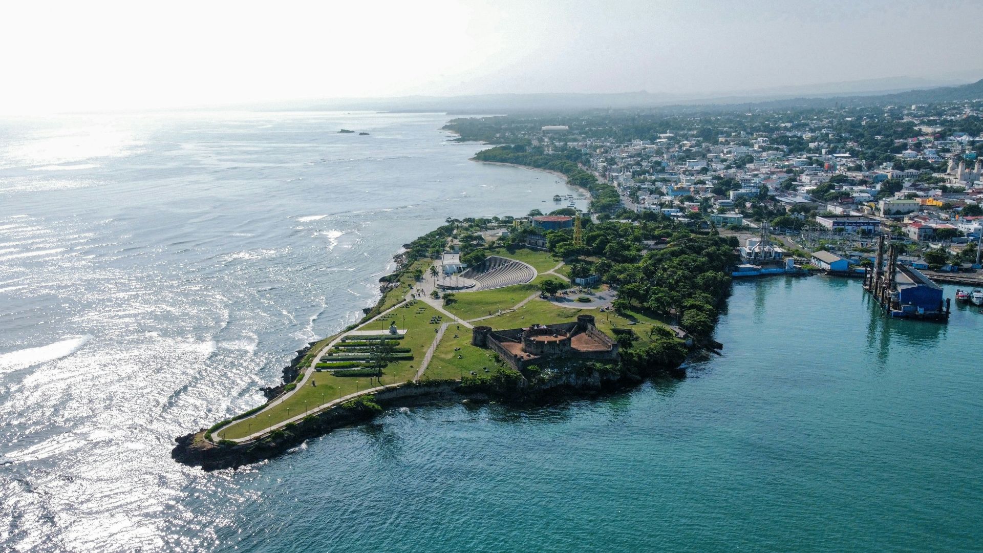 a small island in the middle of the ocean