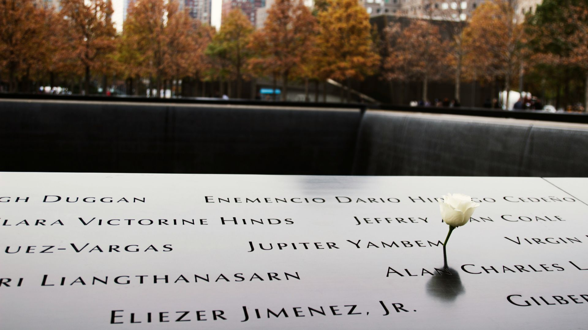 a close up of a memorial with a flower on it