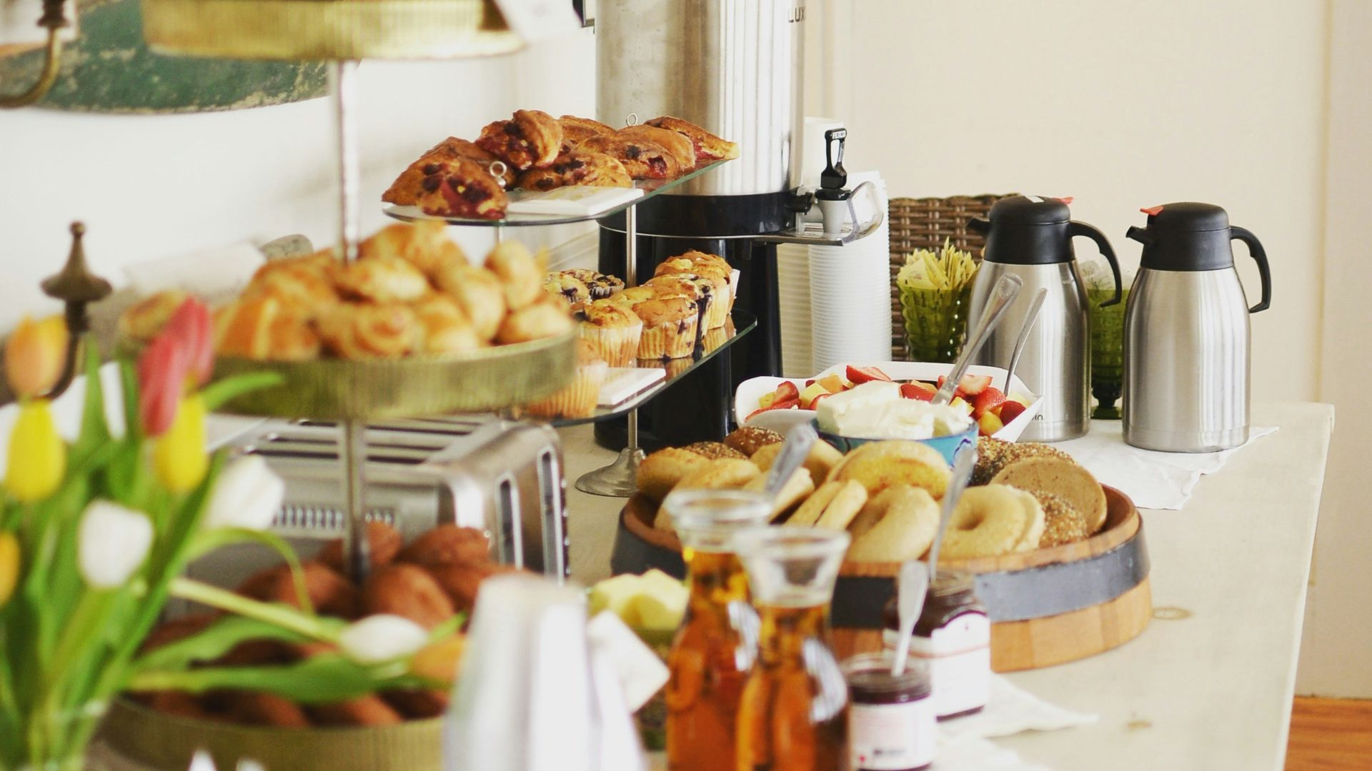 a table with a bunch of food on it