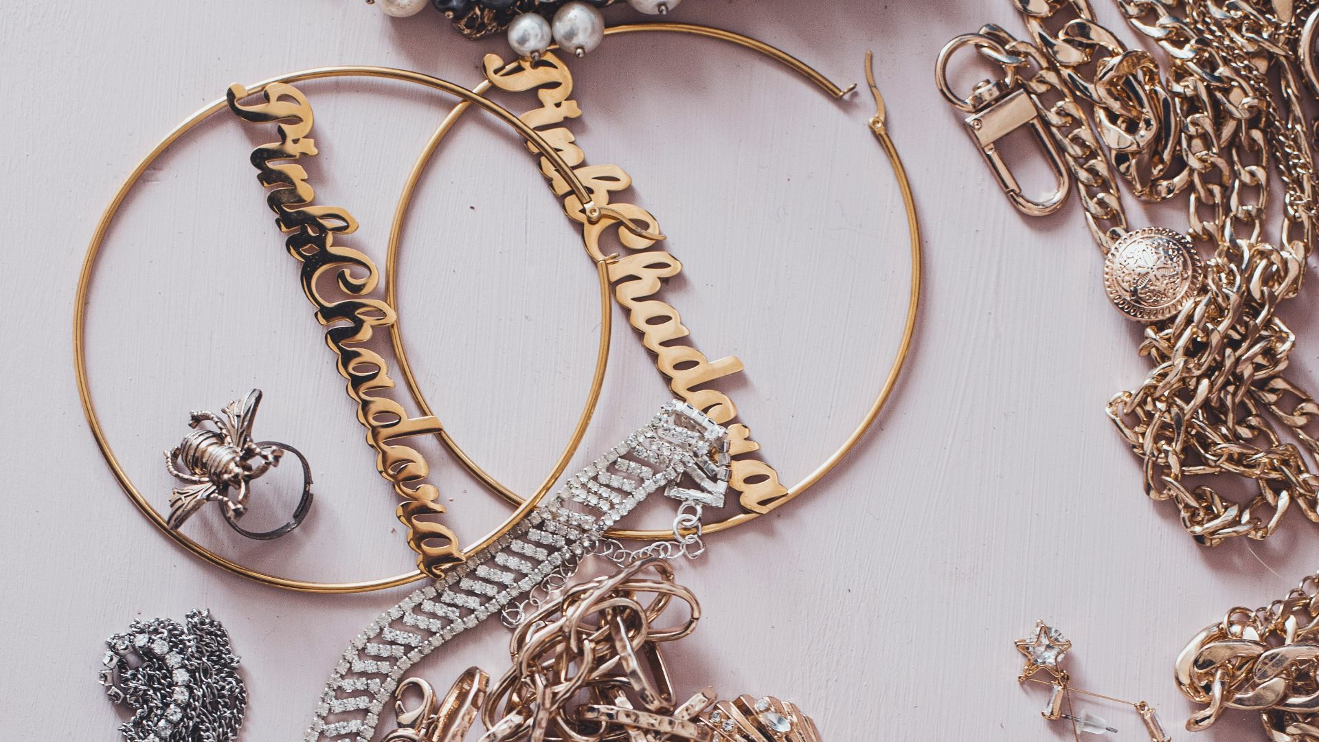 gold and silver beaded necklace