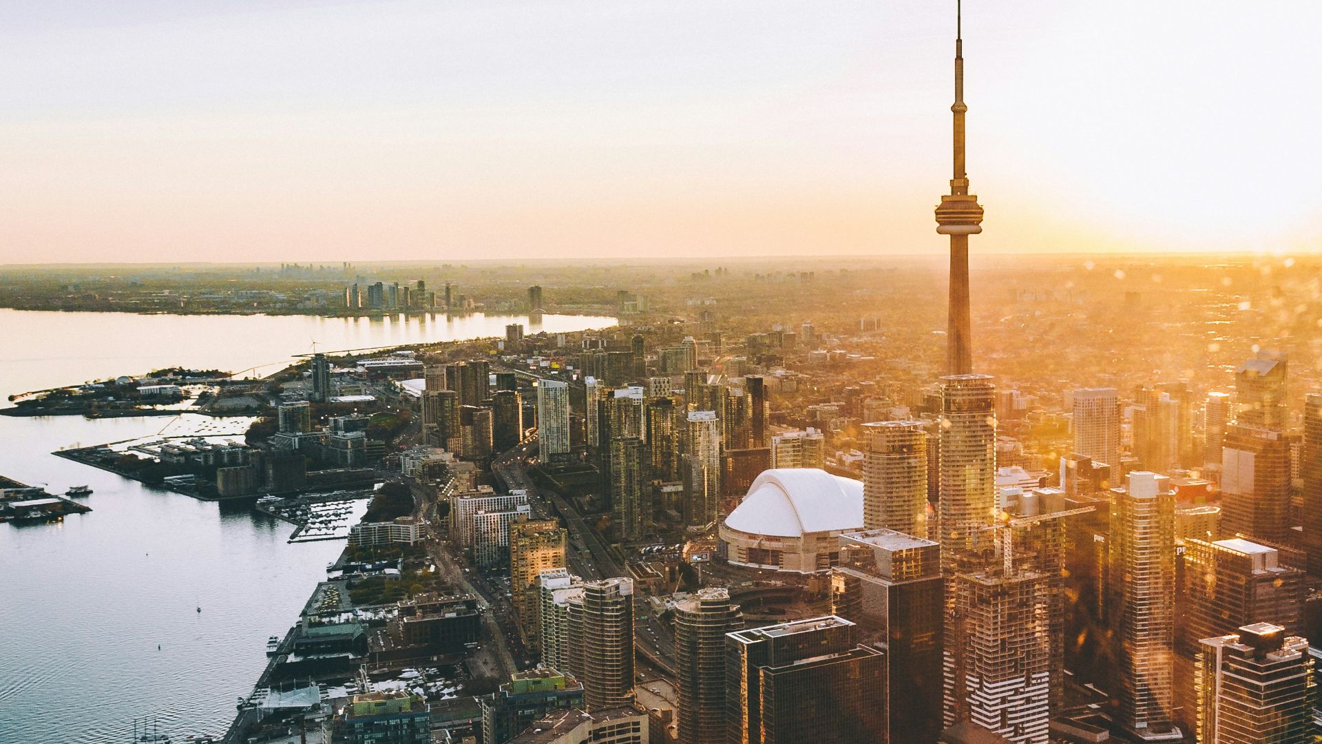 aerial photo of city during golden hour