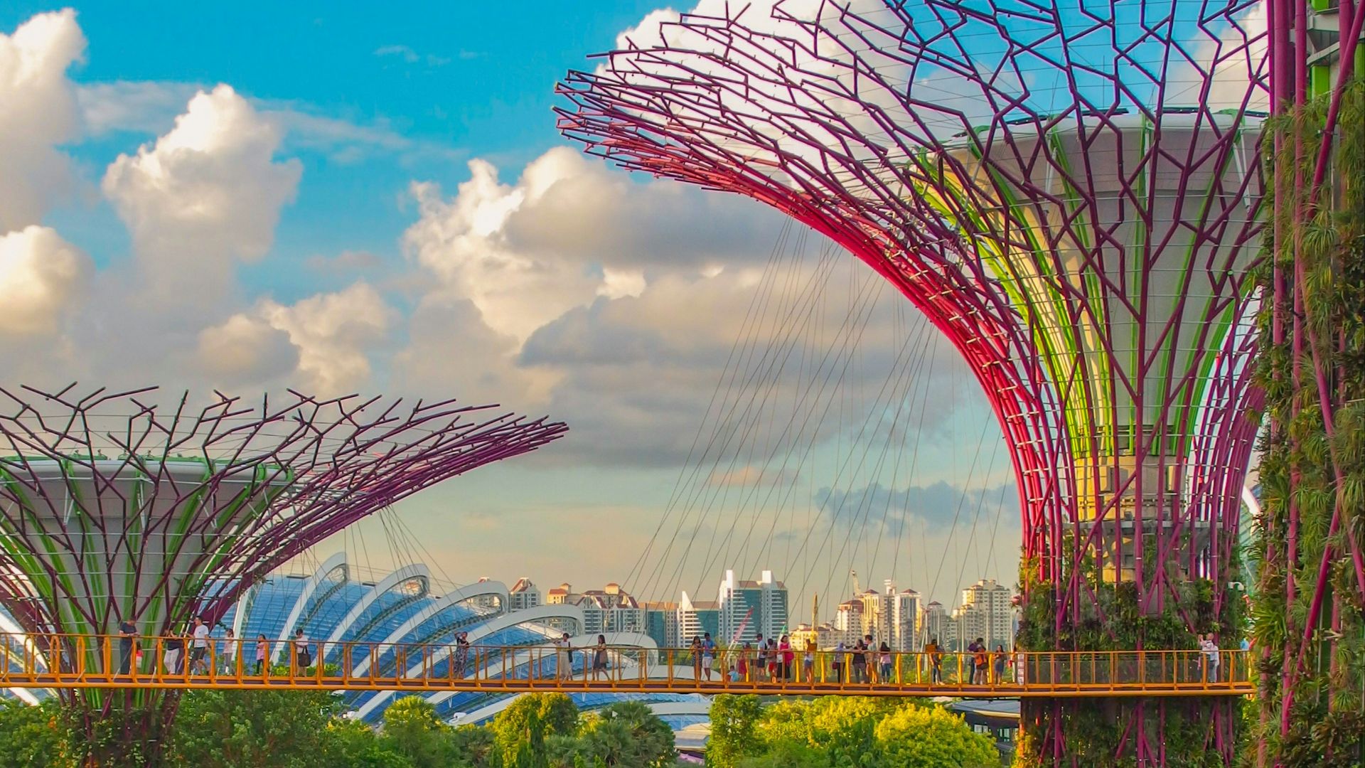 people crossing bridge