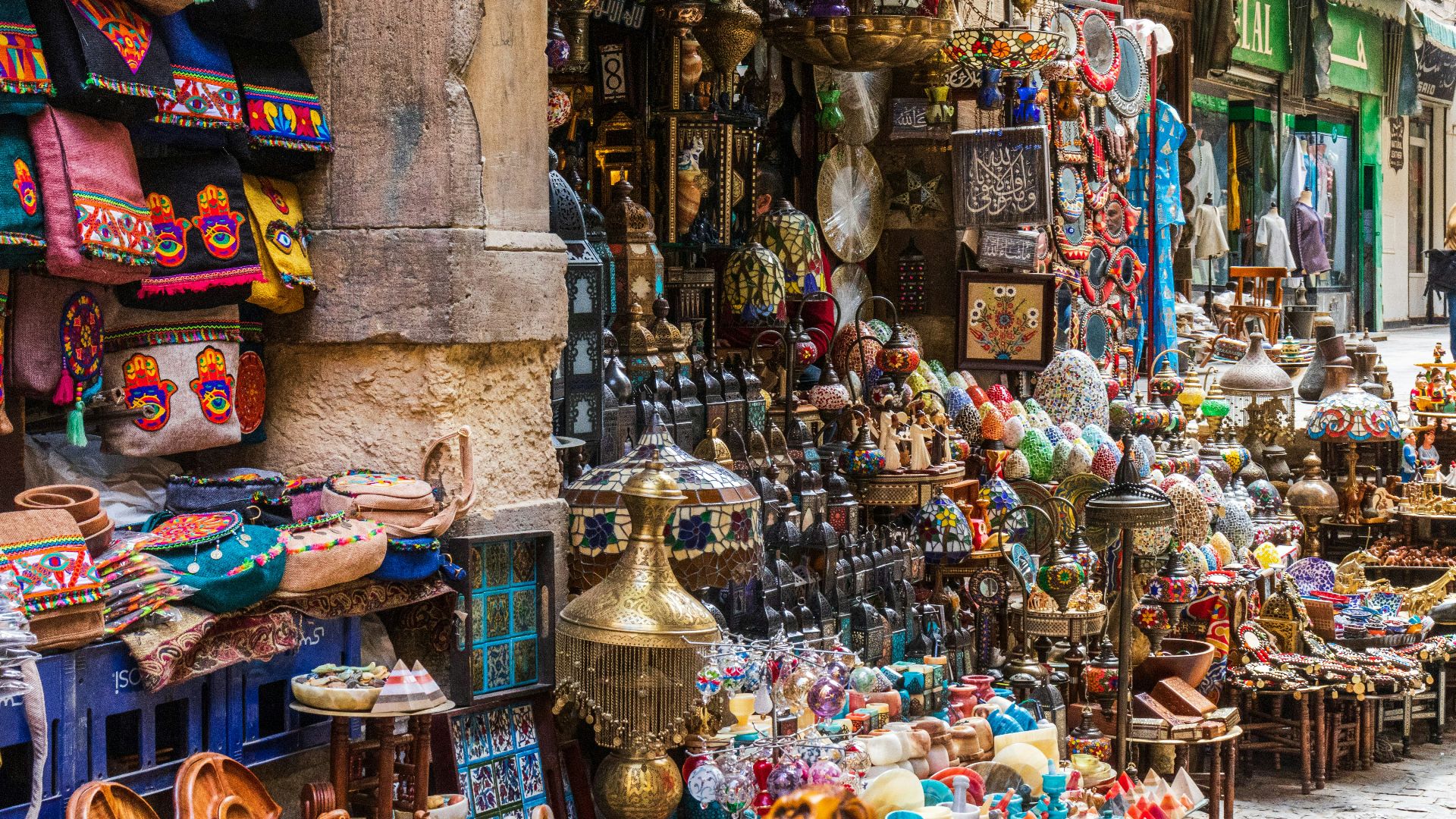 a market with lots of colorful items on display