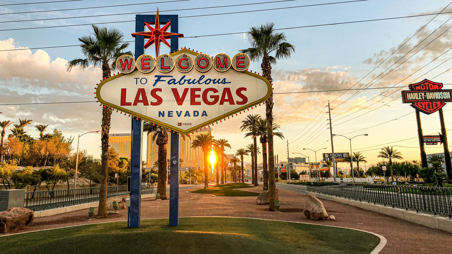 Las Vegas Nevada billboard under white and blue sky