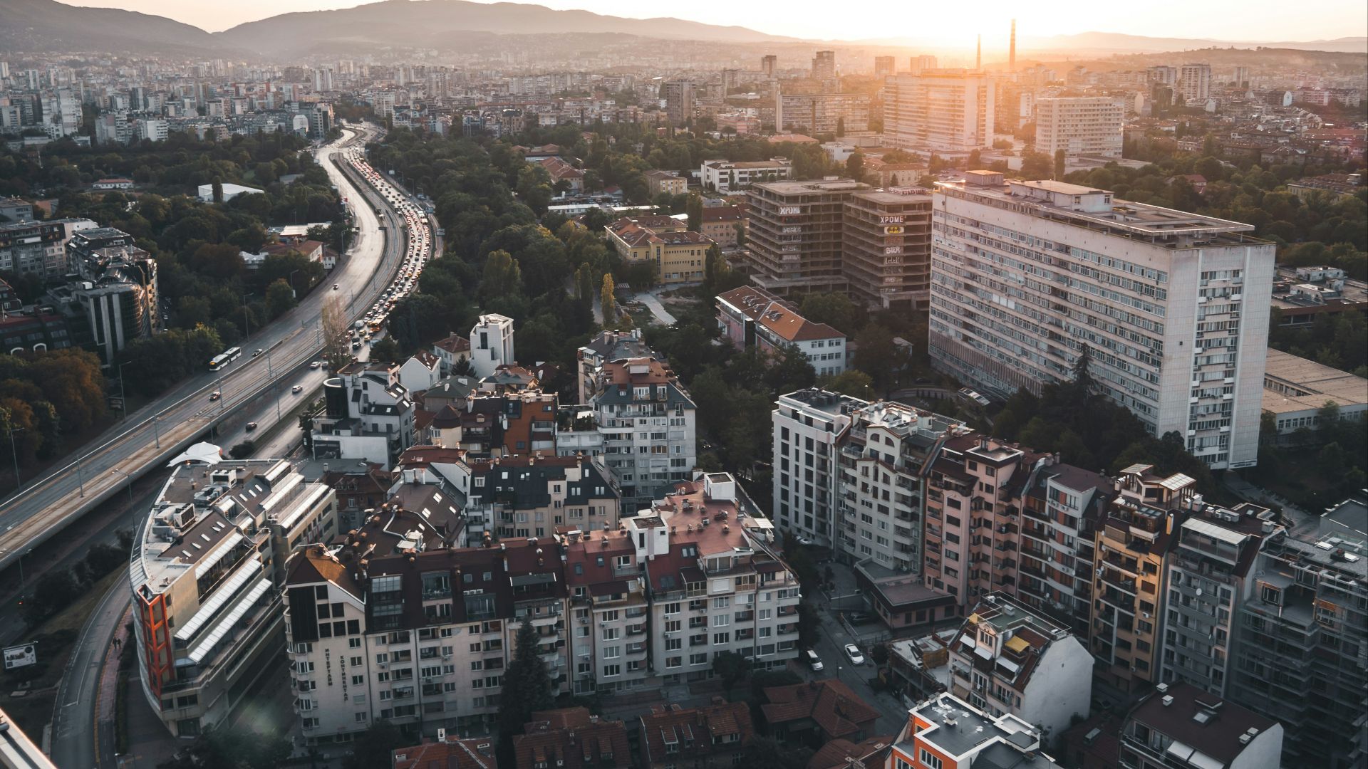 bird's-eye view of cityscape near road during daytime