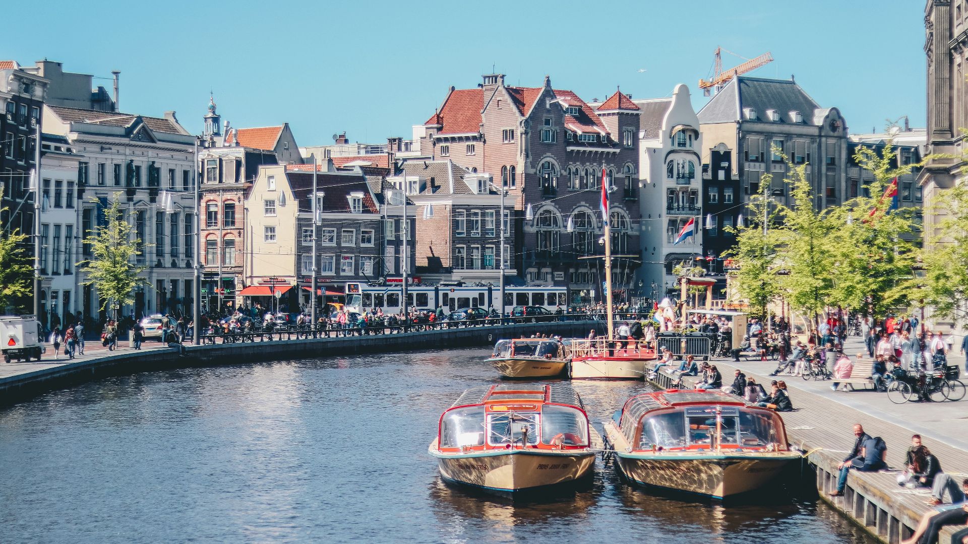 boats on the river near the building
