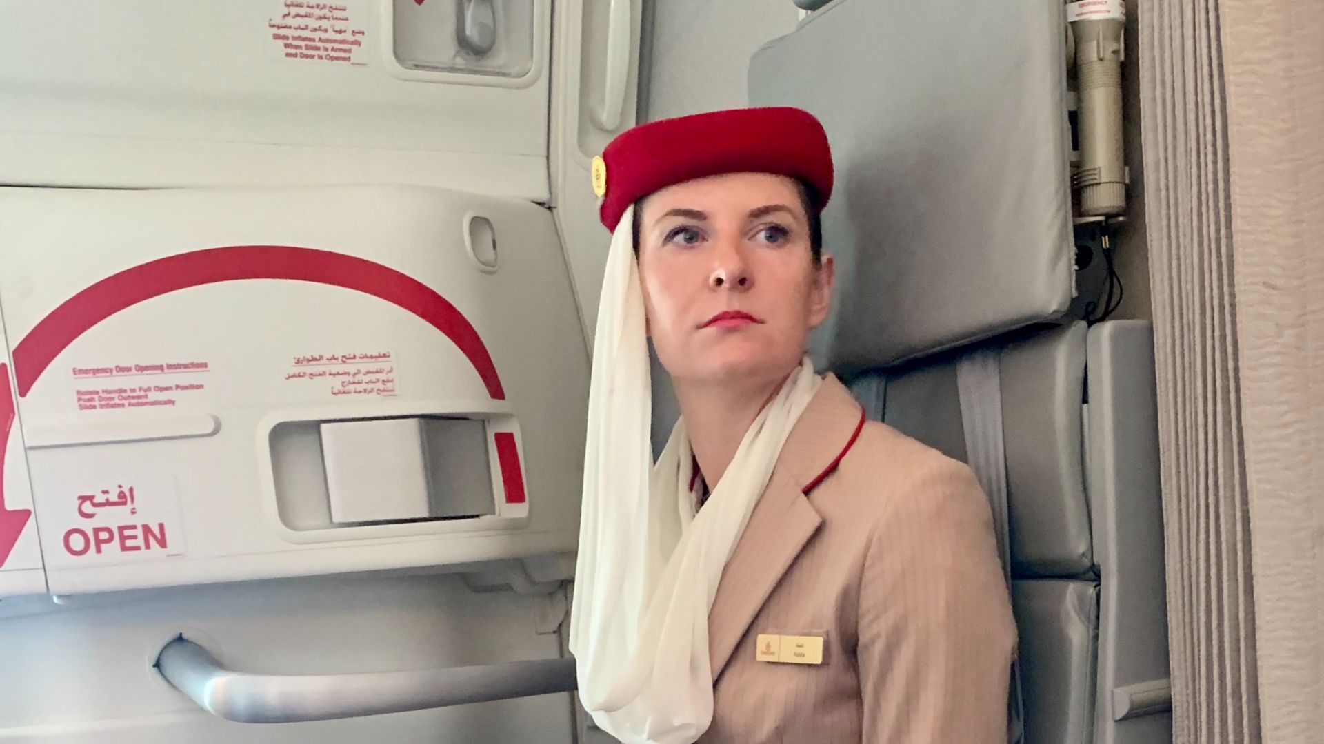 File:Female flight attendant of Emirates airline.jpg