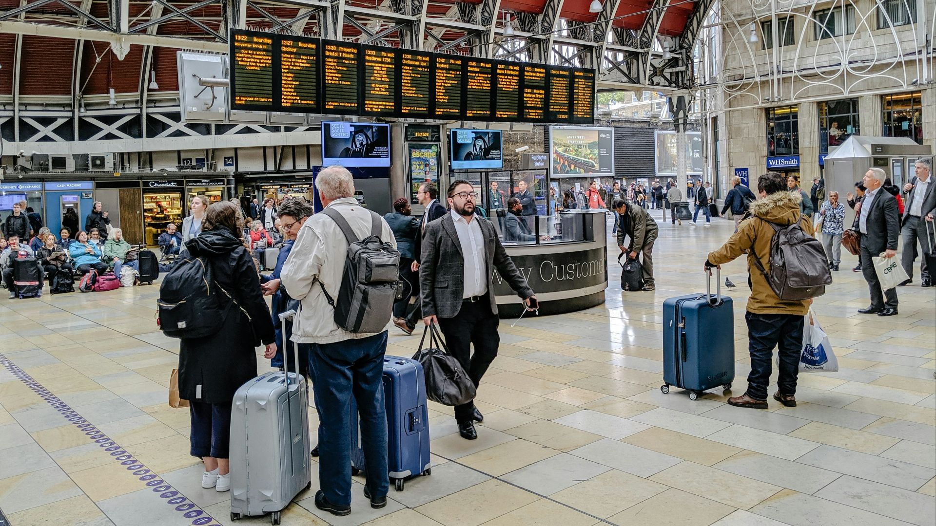 people walking on train station
